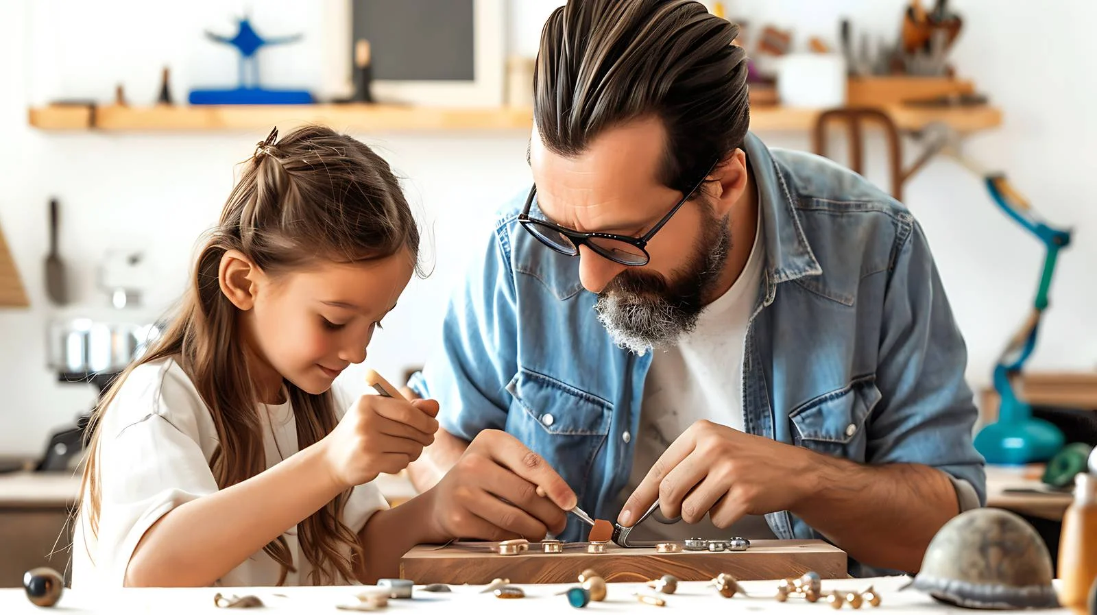 Crafting Workshop: Teacher and Student Making Jewelry — free download from Dotvec