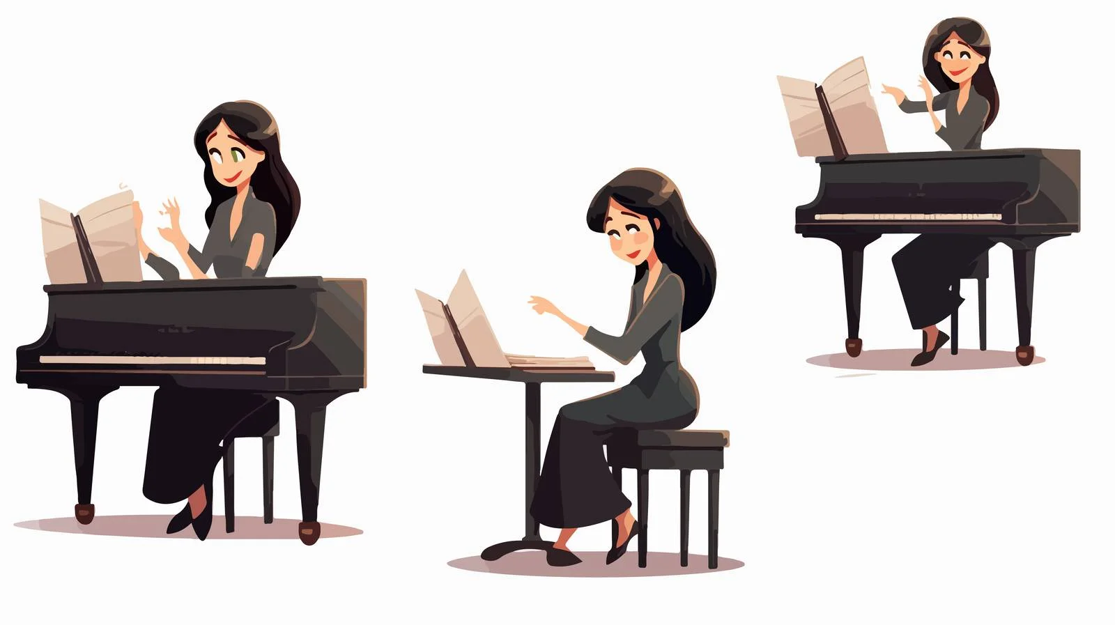Educator Playing Piano Cartoon Illustration — free download from Dotvec