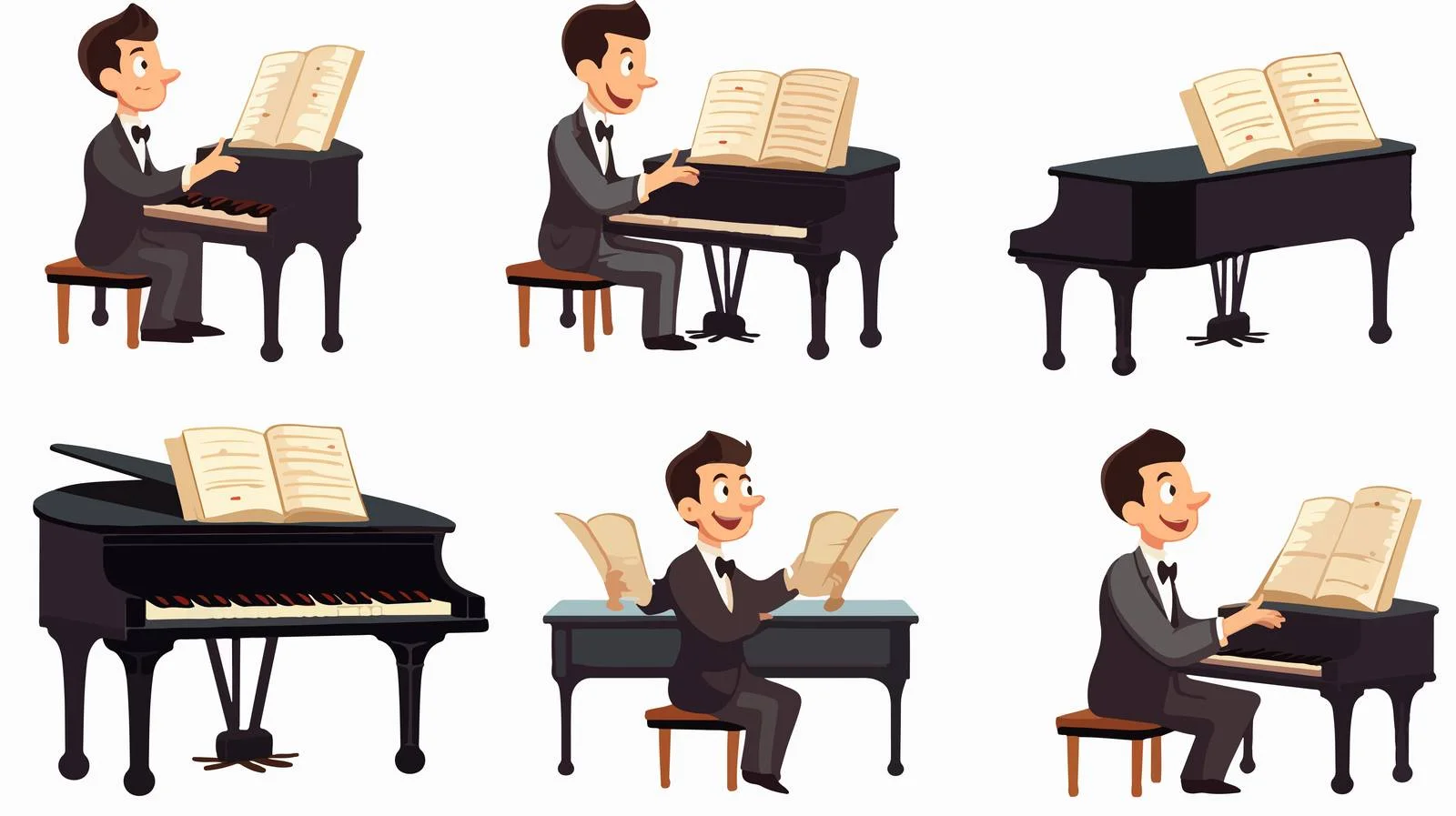 Educator Playing Piano Cartoon Vector Illustration — free download from Dotvec