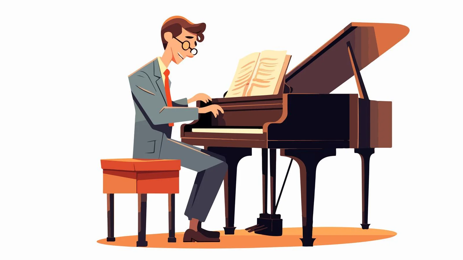 Educator Playing Piano Cartoon Illustration — free download from Dotvec