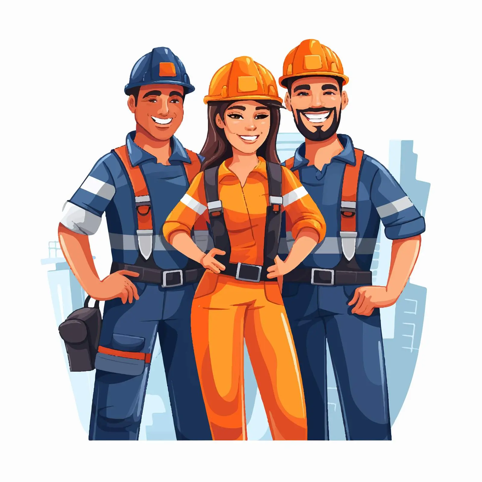 Builders and Industrial Workers Together in Vector Art — free download from Dotvec