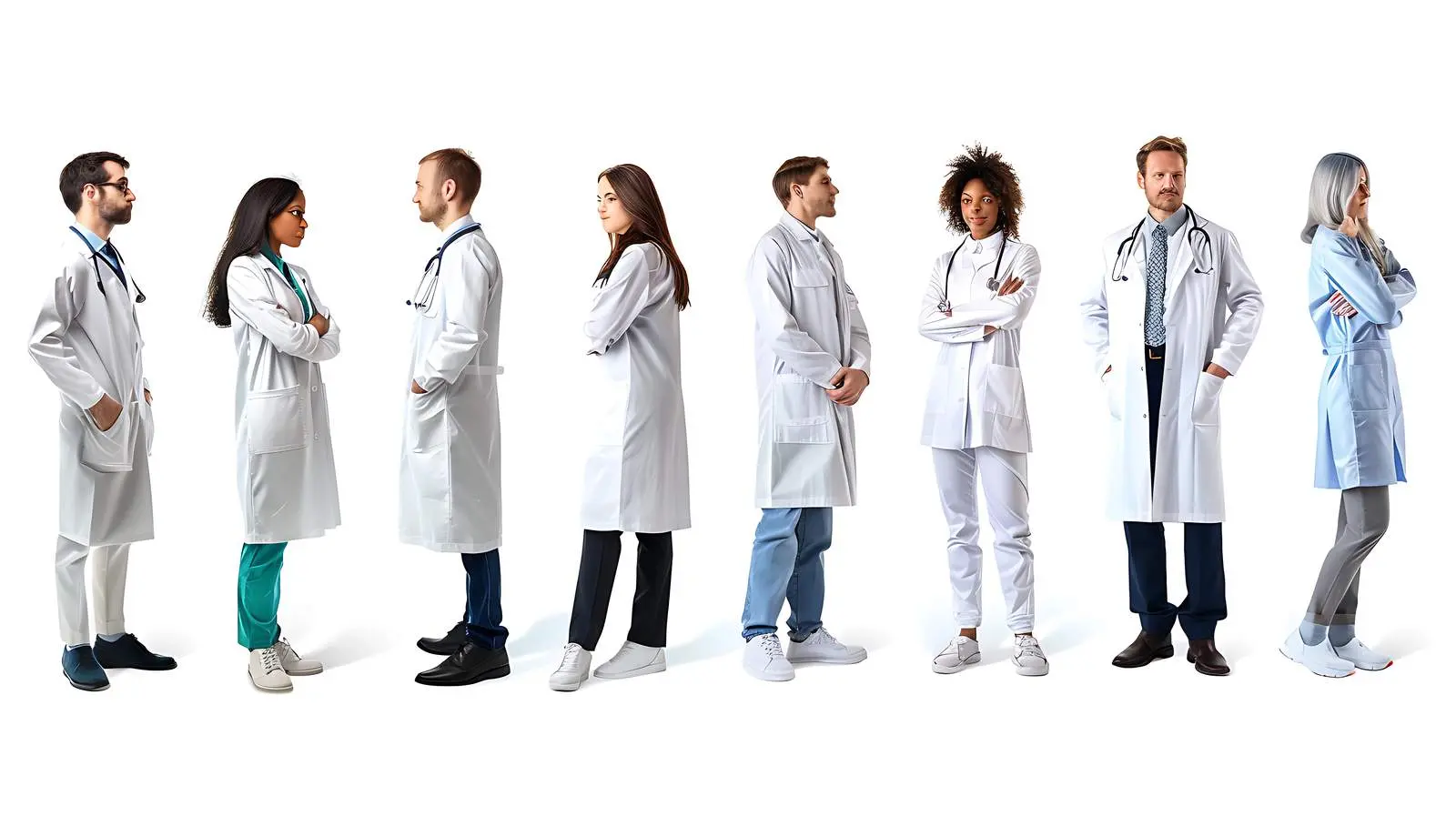 Team of Expert Doctors Isolated on White Background – free healthcare professionals image from Dotvec