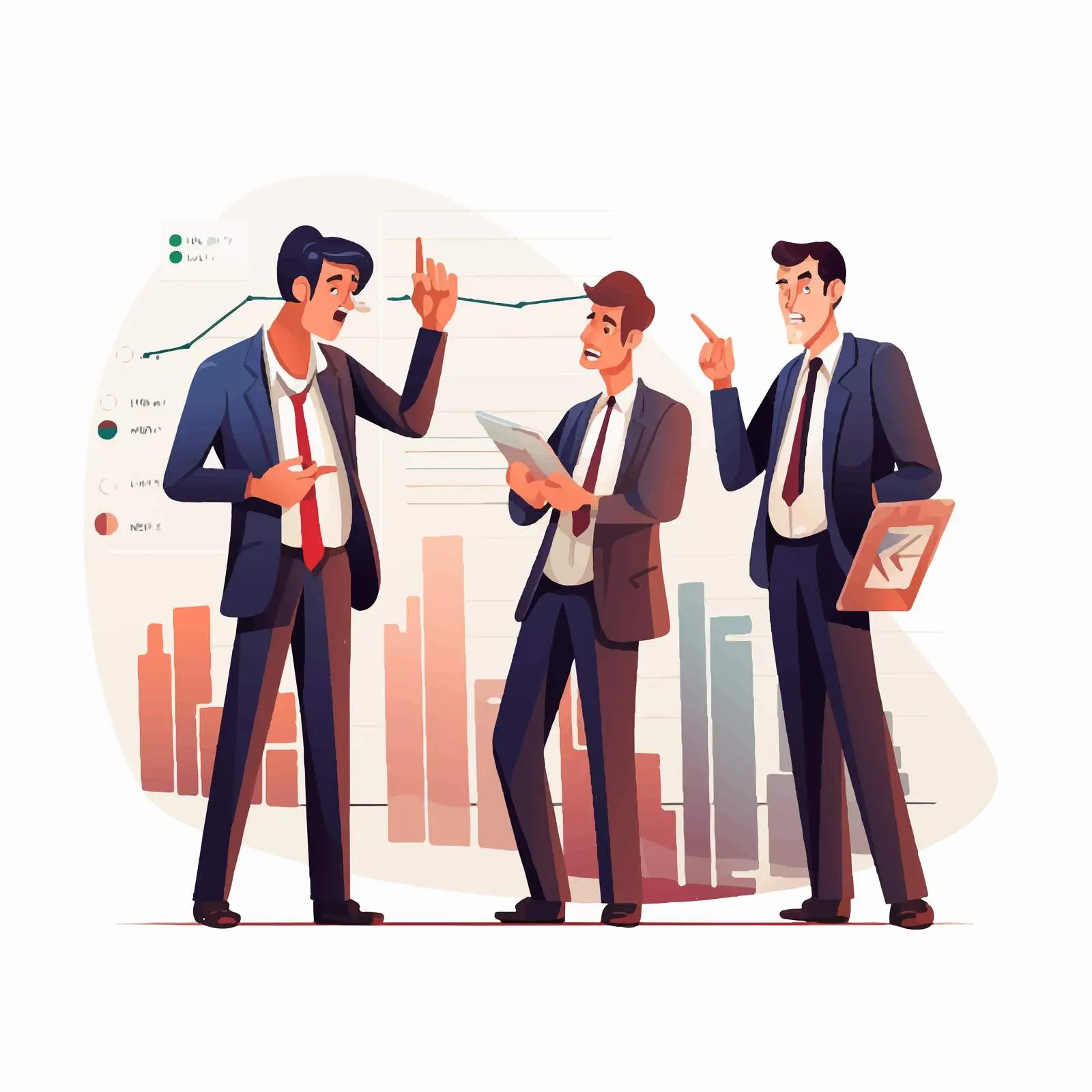 Male Coworkers Discuss Company Bankruptcy Graph — free download from Dotvec