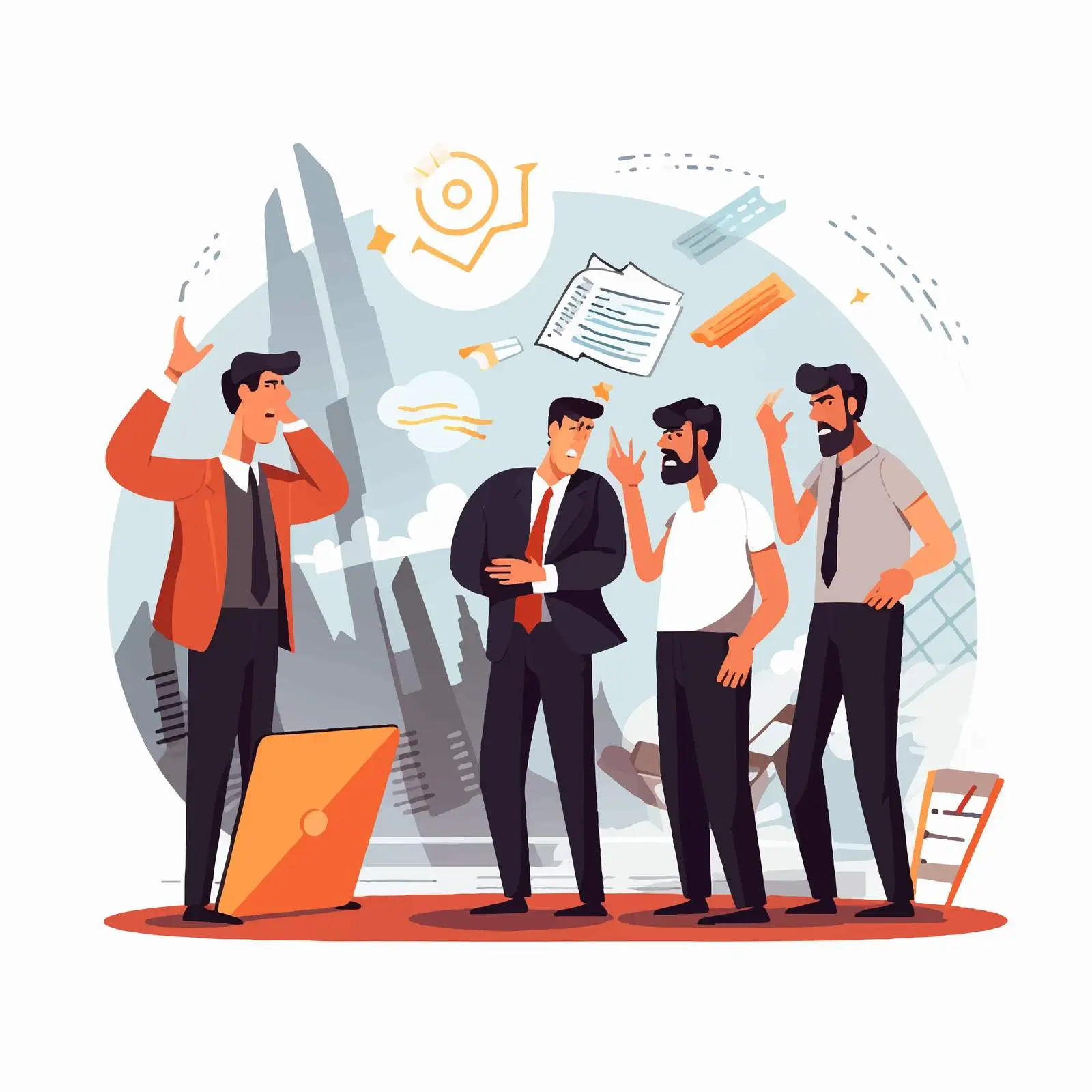 Male Team Discussing Company Bankruptcy Graph — free download from Dotvec