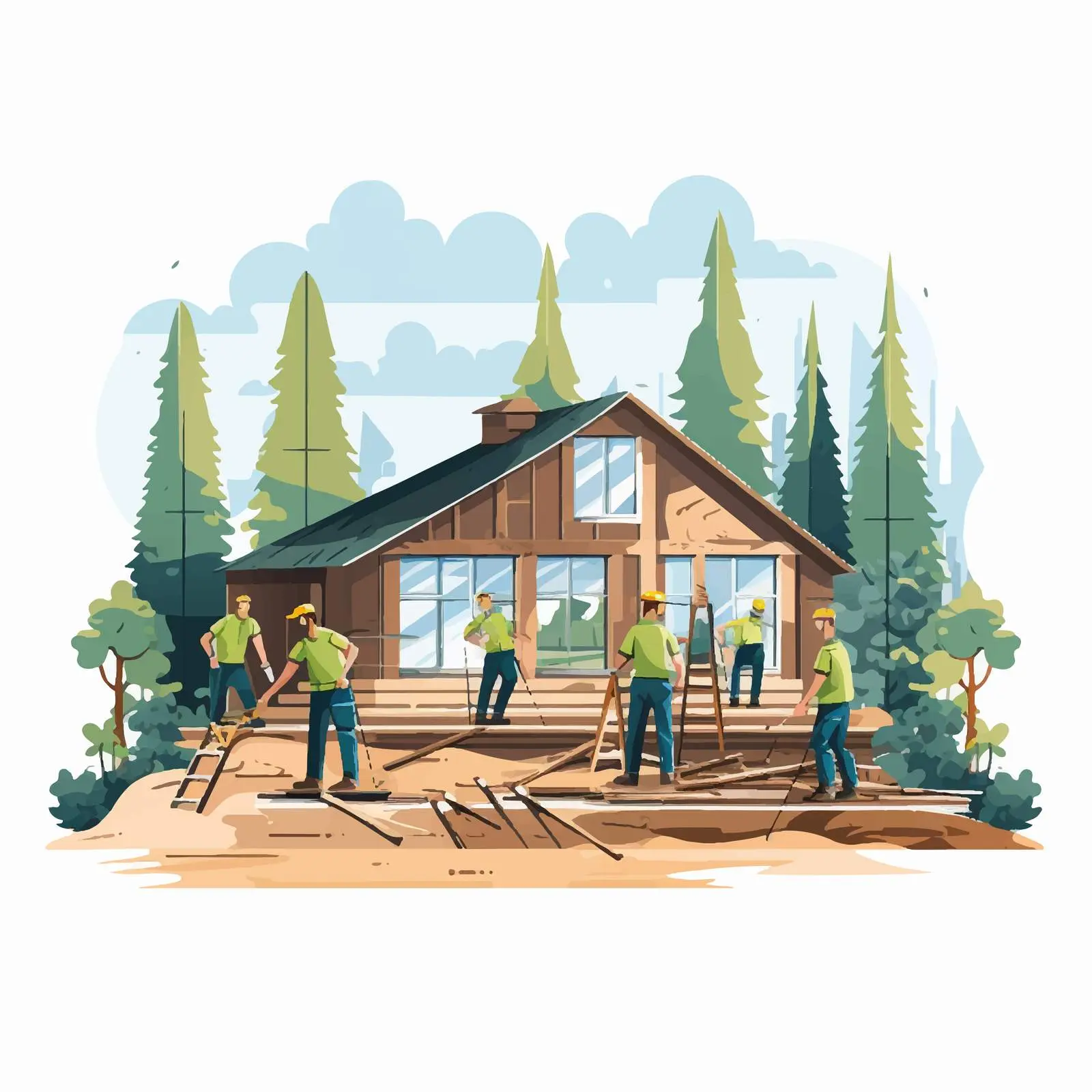 Professional Builders Constructing Residential House — free download from Dotvec