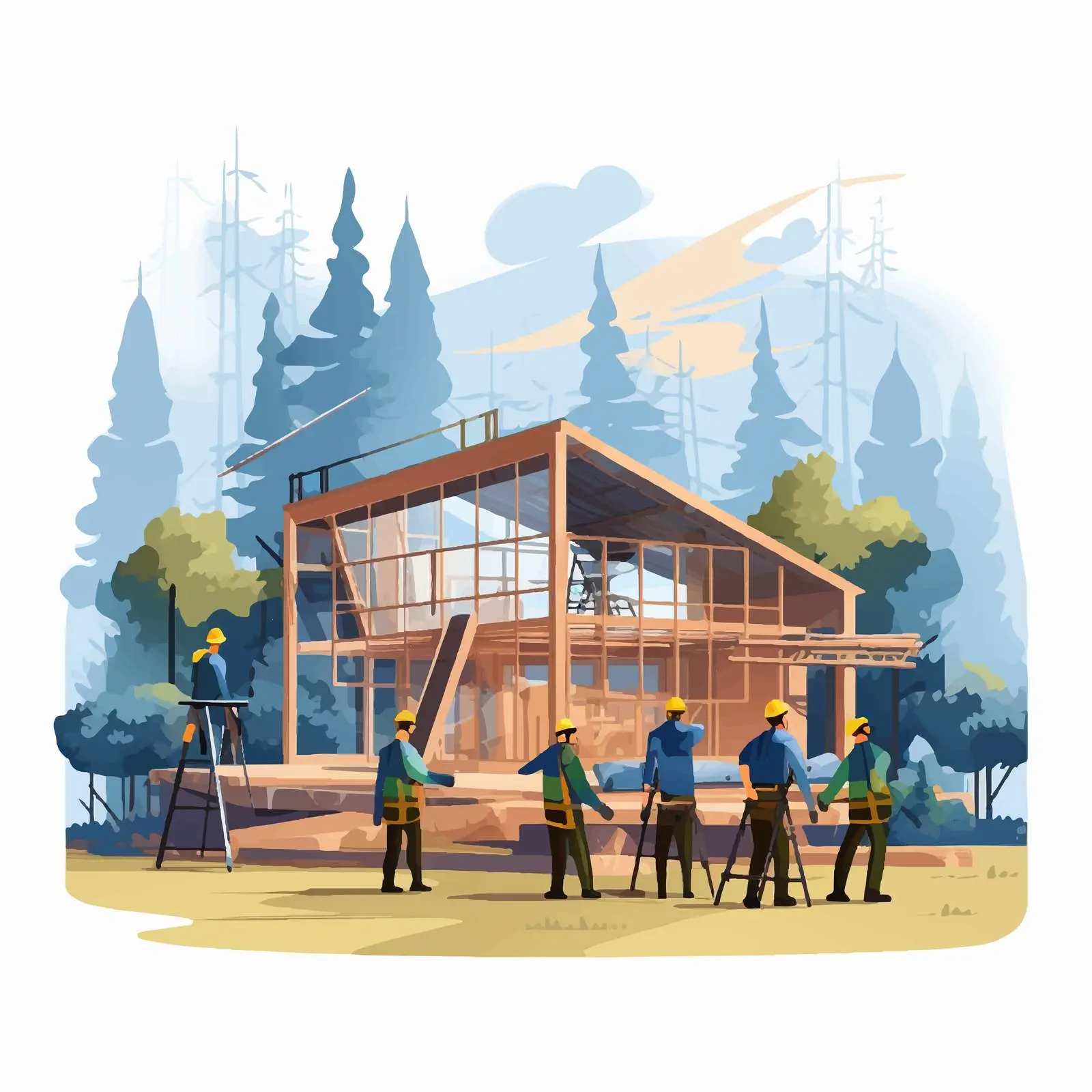 Professional Builders Constructing Residential House — free download from Dotvec