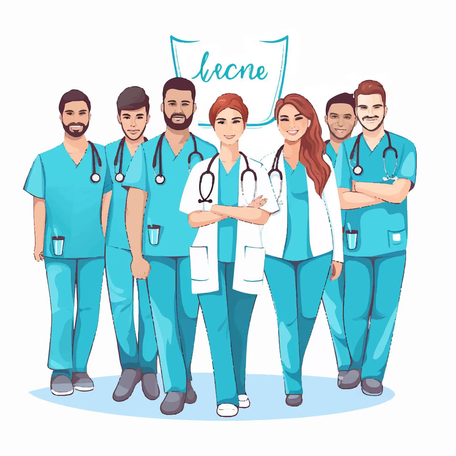 Medical Staff in Safety Costumes Vector Illustration — free download from Dotvec