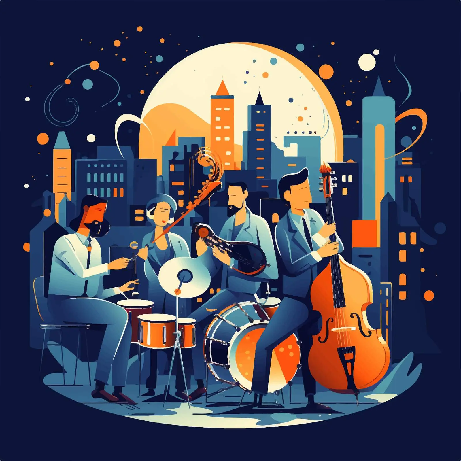 Creative Team of Street Artists Playing Instruments — free download from Dotvec