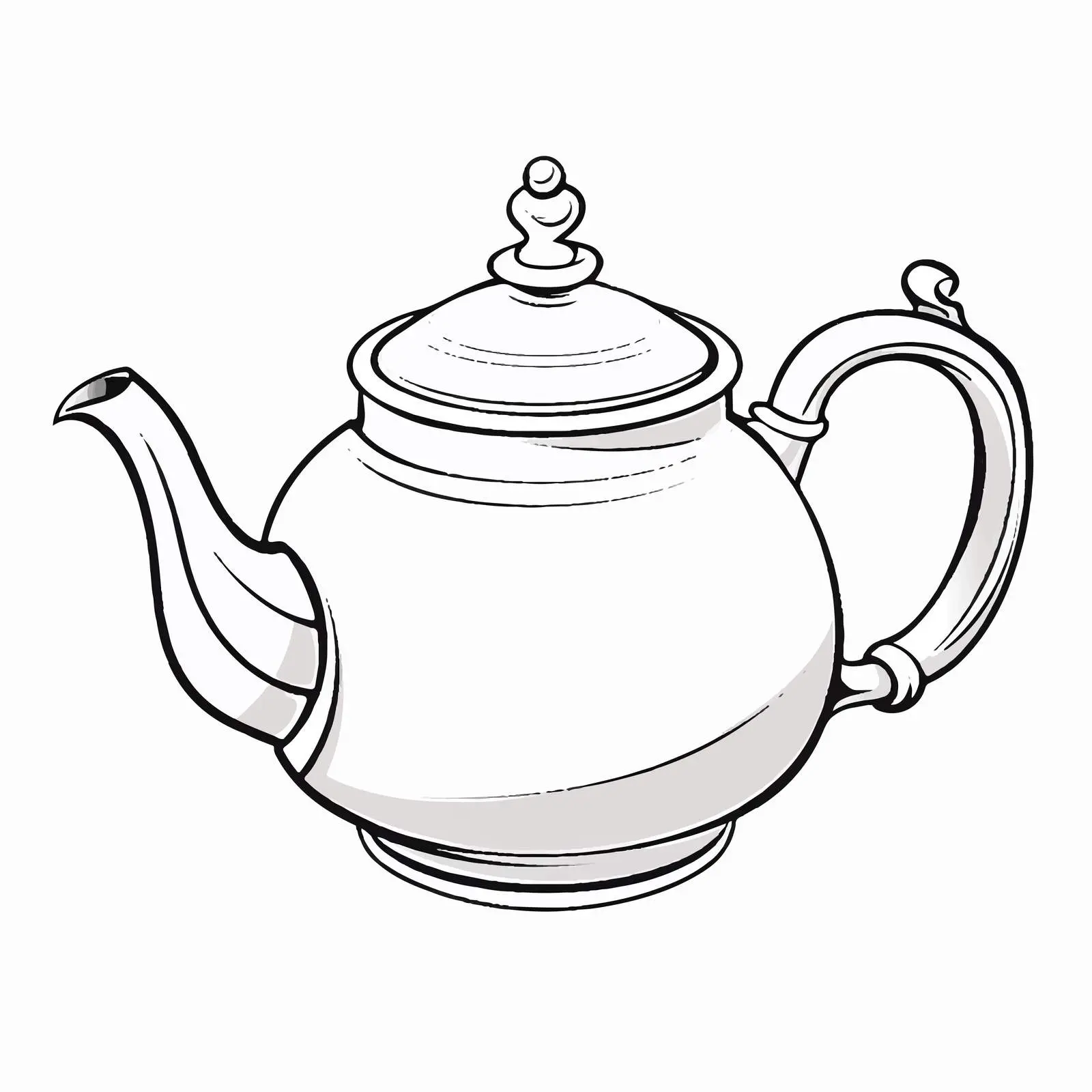 Teapot Outline Vector Illustration on White Background – free teapot image from Dotvec