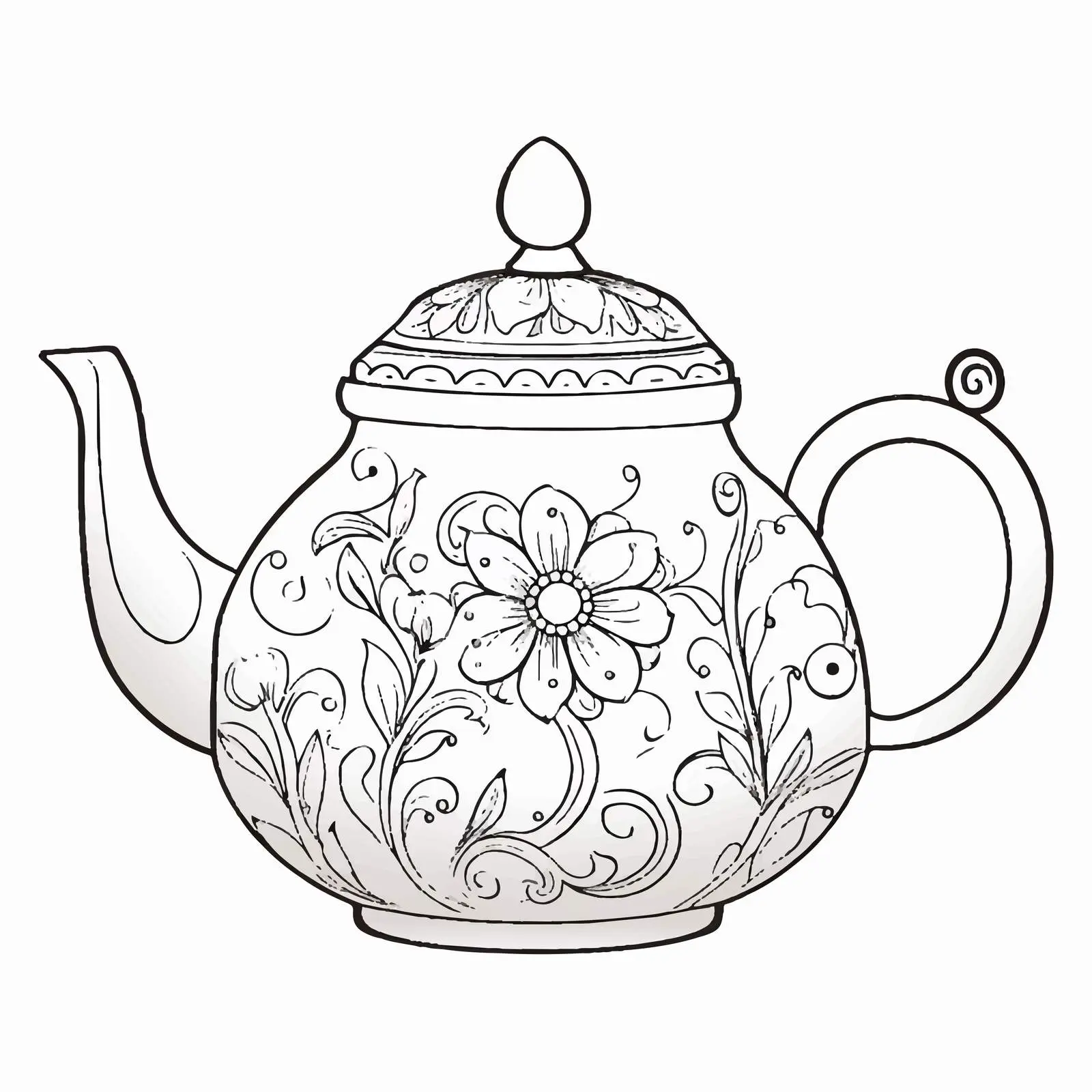 Teapot Outline Vector Illustration on White Background — free download from Dotvec