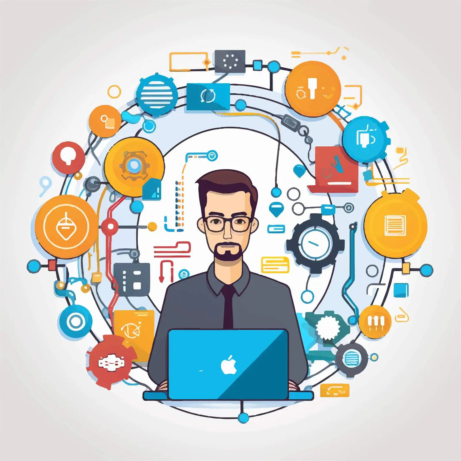 Cartoon Technical Support Vector Illustration — free download from Dotvec