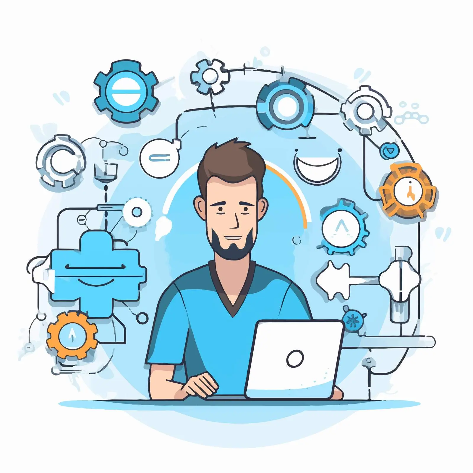 Cartoon Technical Support Vector Illustration — free download from Dotvec