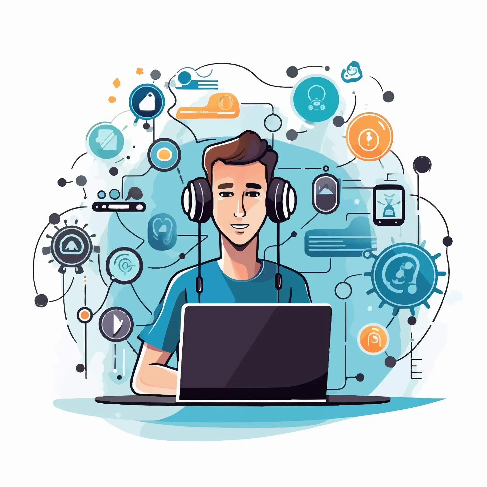 Cartoon Vector Illustration of Technical Support — free download from Dotvec