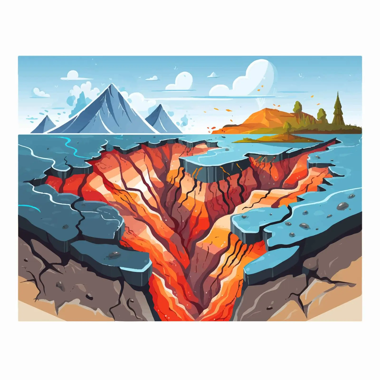 Tectonic Plate Interactions Concept Illustration – free natural disasters image from Dotvec