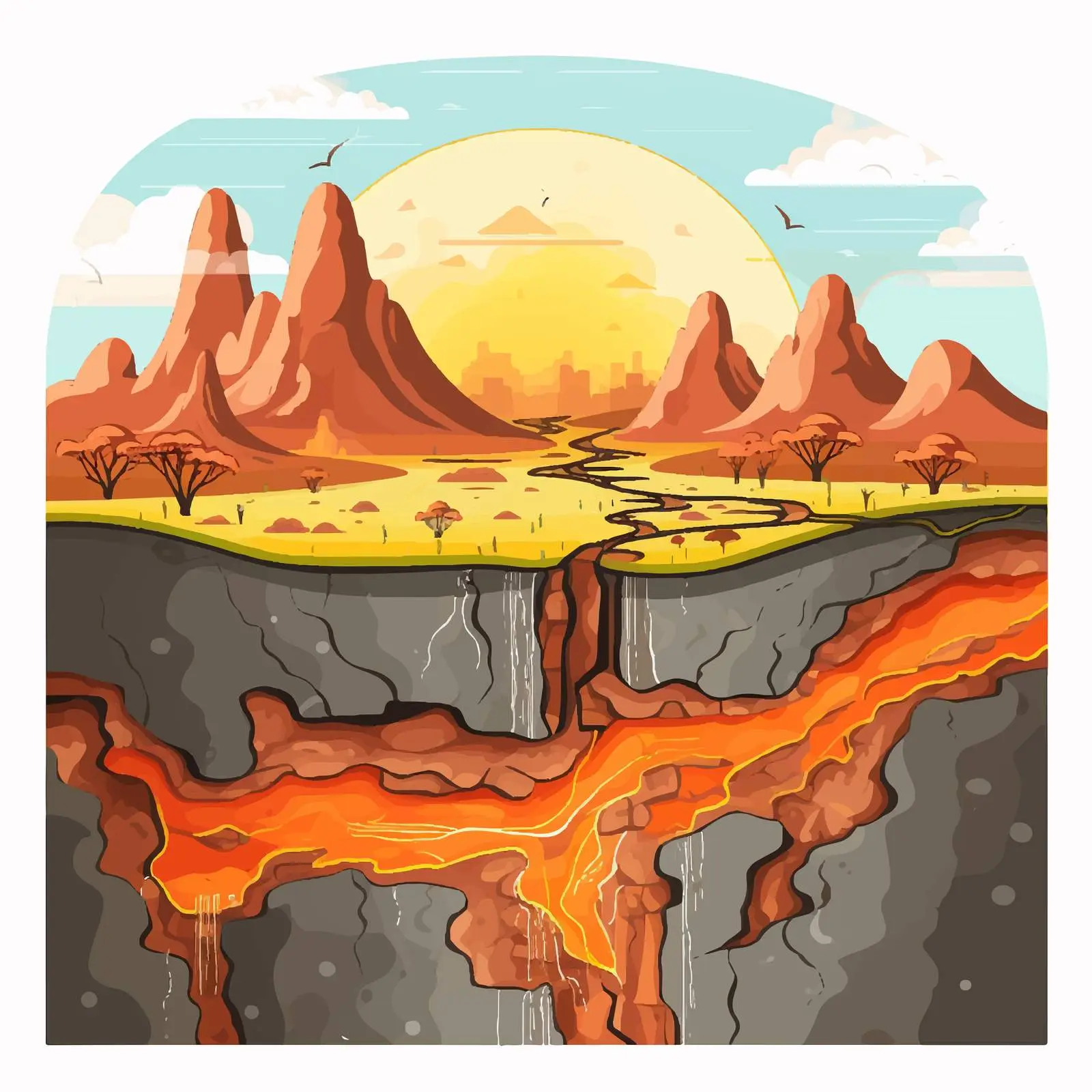 Tectonic Plate Interactions Concept Illustration — free download from Dotvec