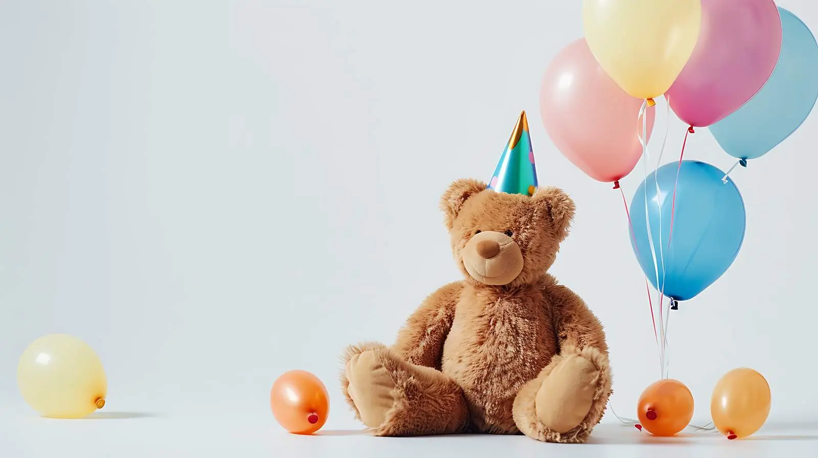 Teddy Bear in Party Hat with Balloons – free animal image from Dotvec
