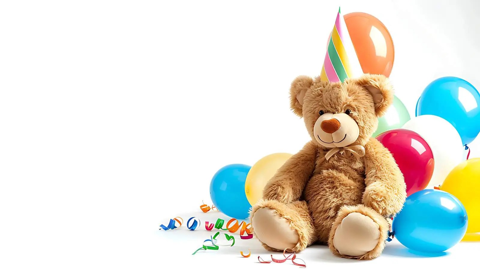 Teddy Bear in Party Hat and Balloons – free animal image from Dotvec