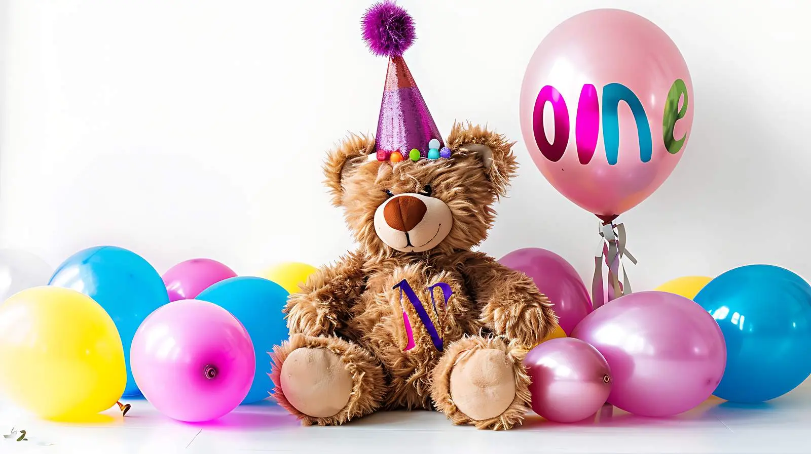 Teddy Bear in Party Hat with Balloon – free animal image from Dotvec