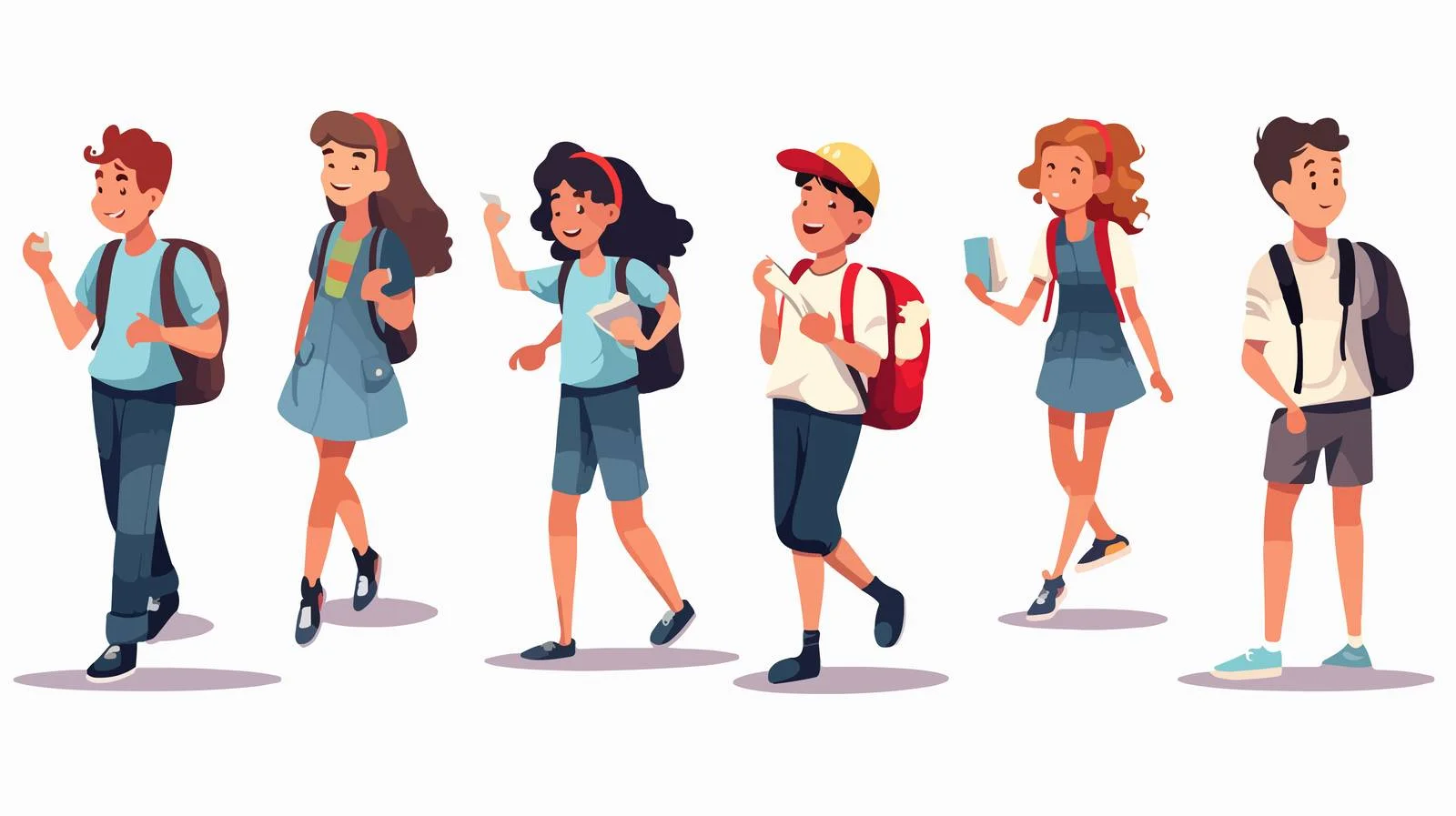 Group of Teen Students Cartoon Collection — free download from Dotvec
