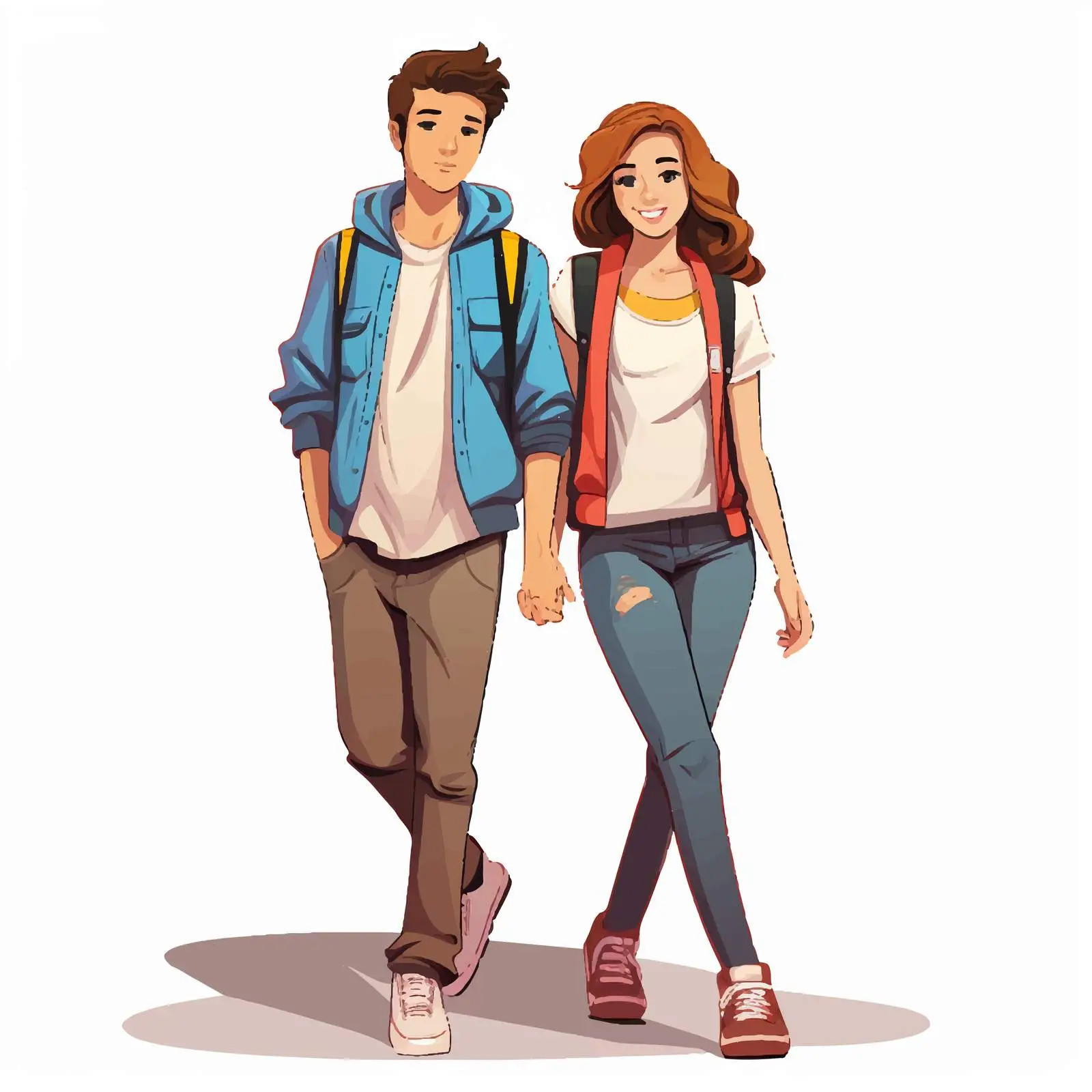 Casual Costume Illustration of Teenage Couple – free cosplay image from Dotvec