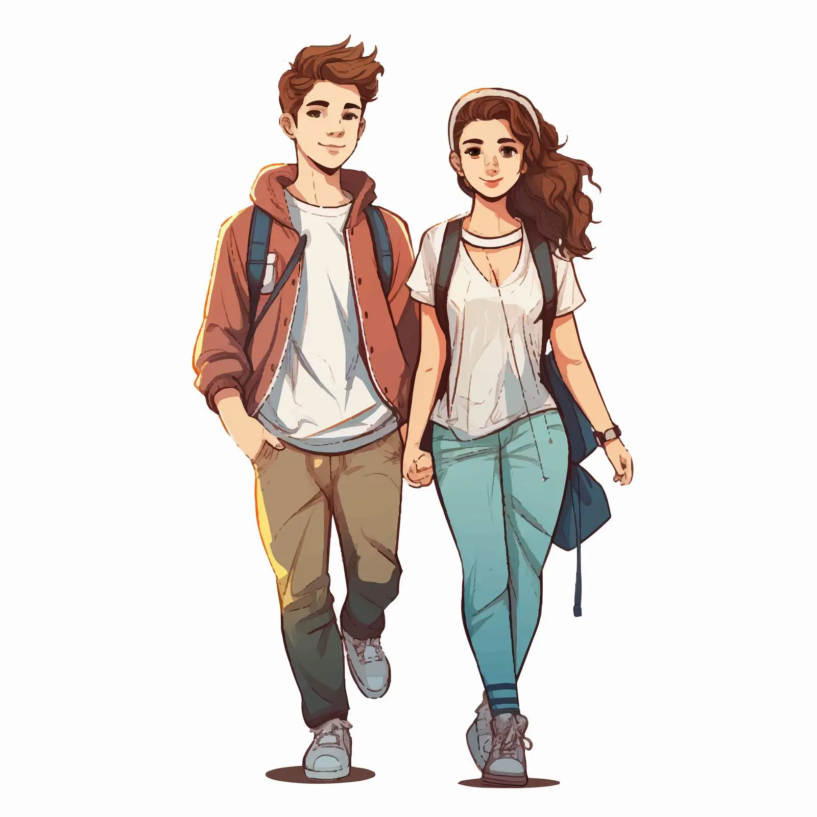 Teenage Couple in Casual Costume Illustration — free download from Dotvec