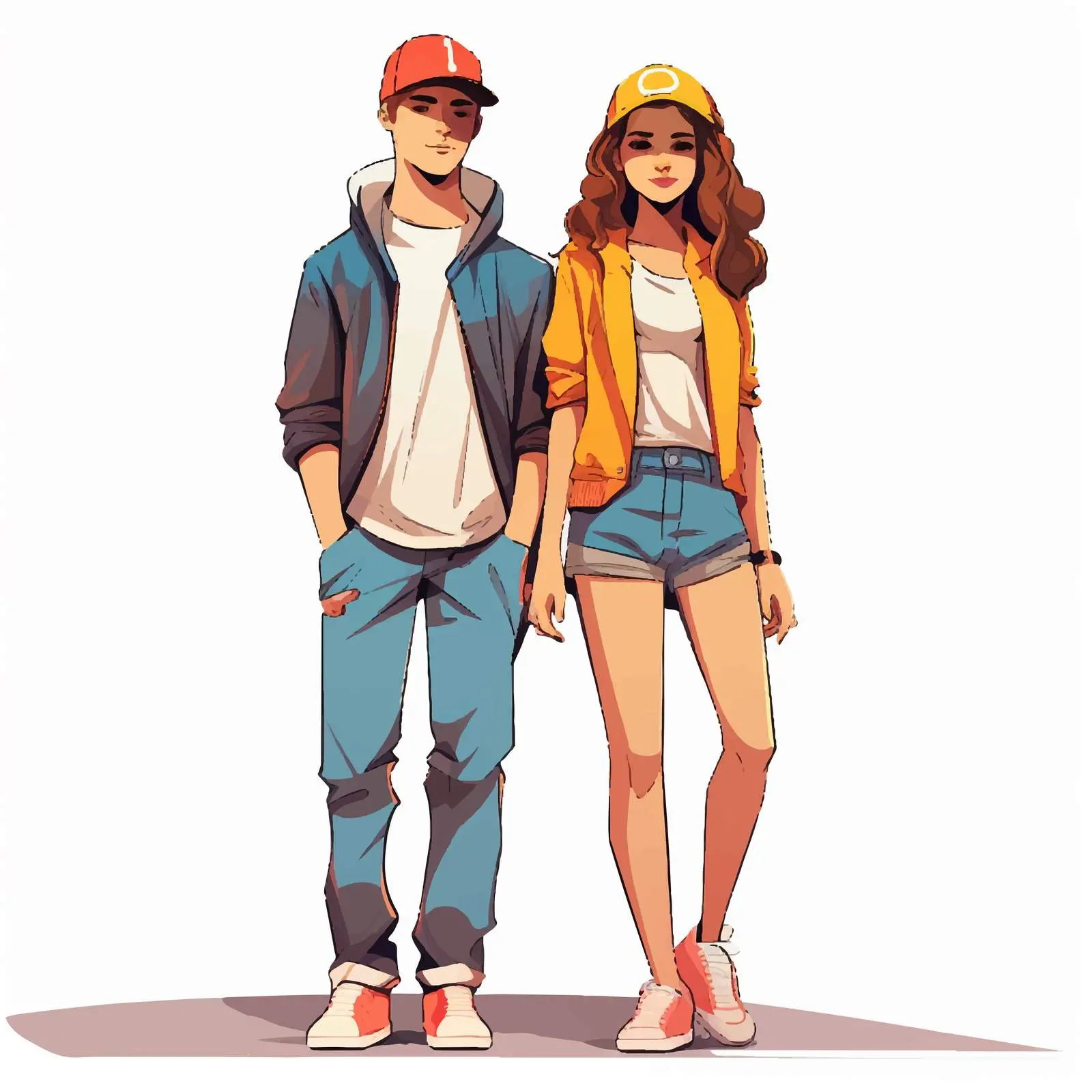 Teenage Couple in Casual Costume Illustration — free download from Dotvec