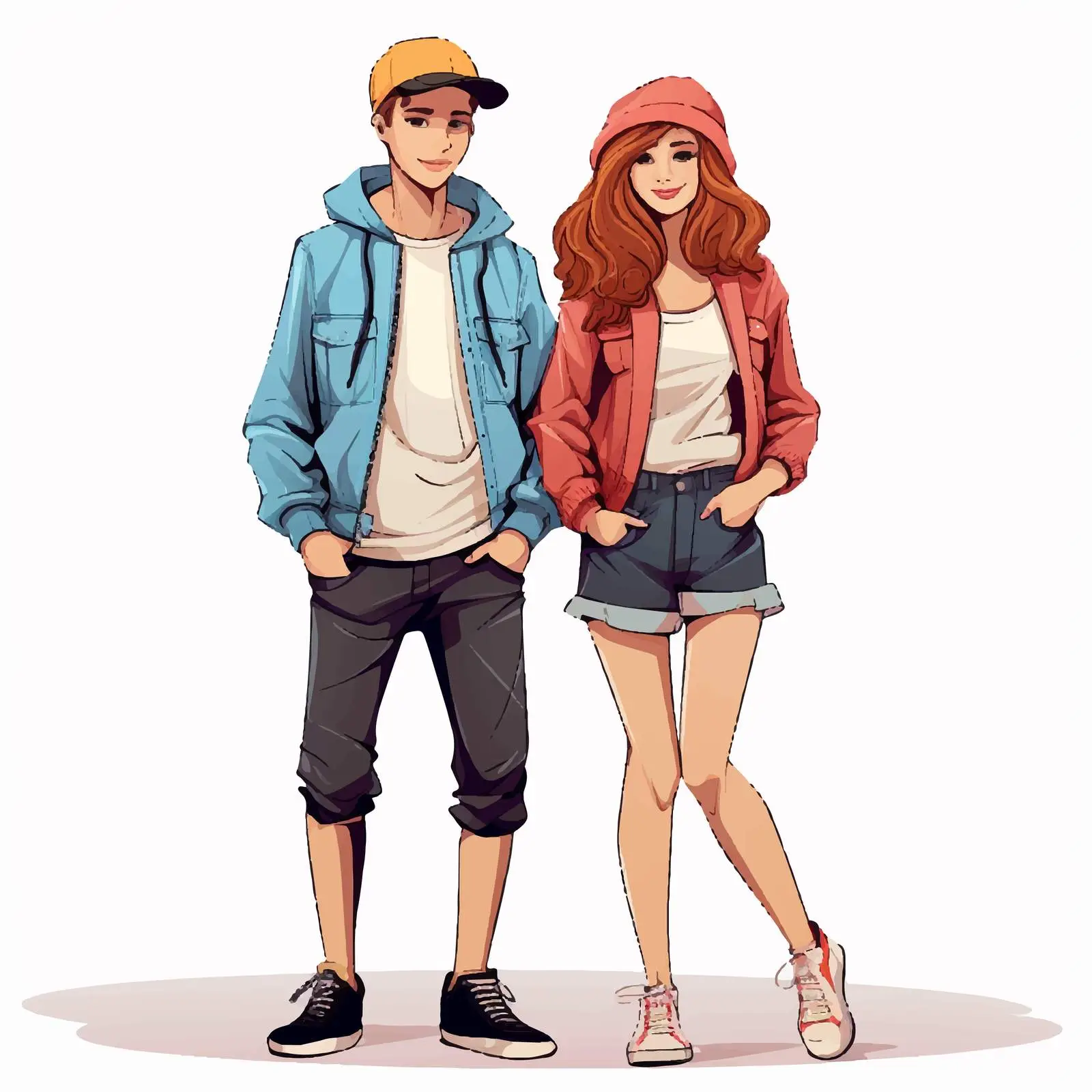 Casual Costume Illustration of Teenage Couple — free download from Dotvec