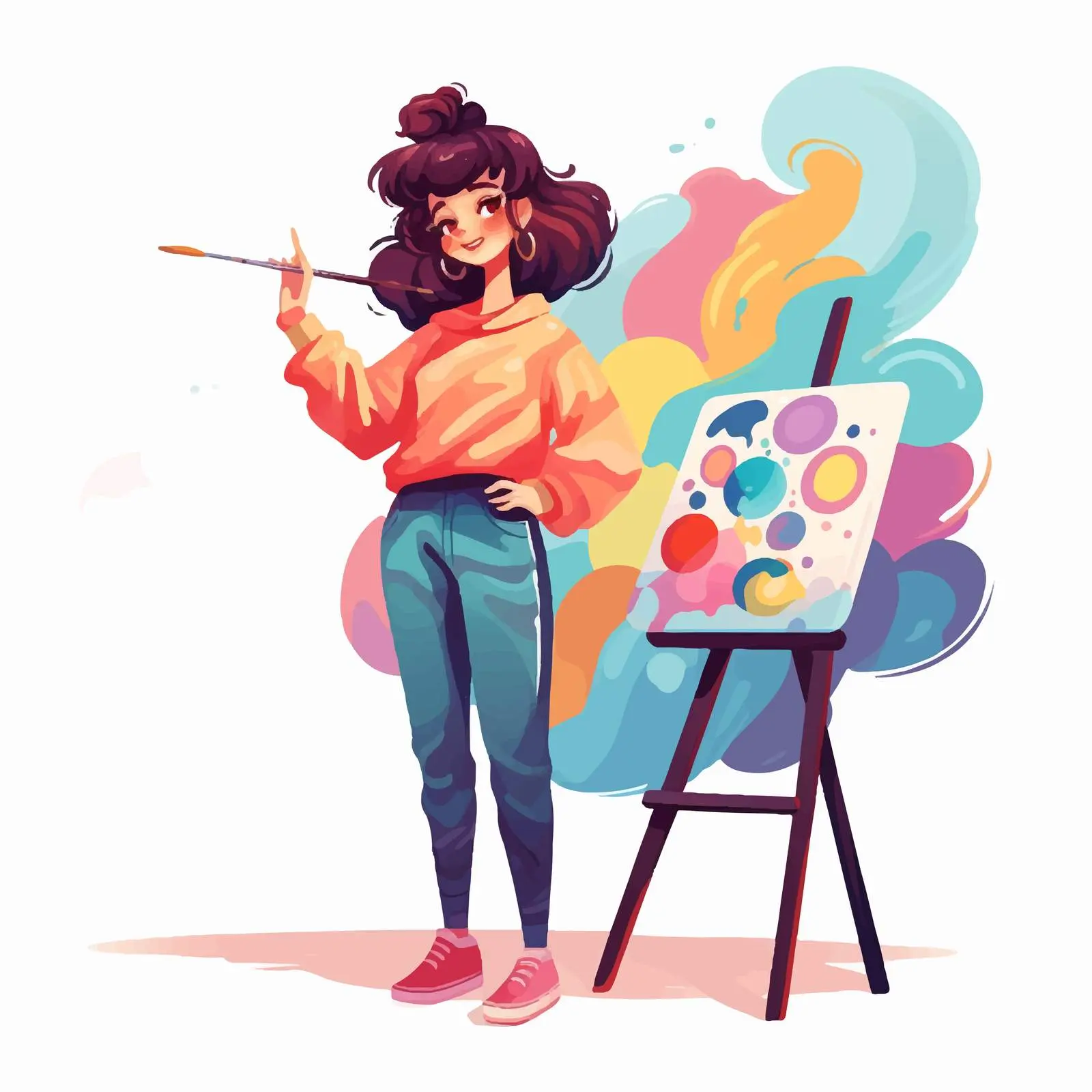 Teenage Girl Professional Painter Creating Colorful Art — free download from Dotvec