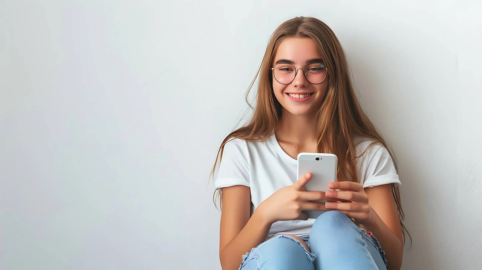 Teen Girl Texting on Smartphone — free download from Dotvec