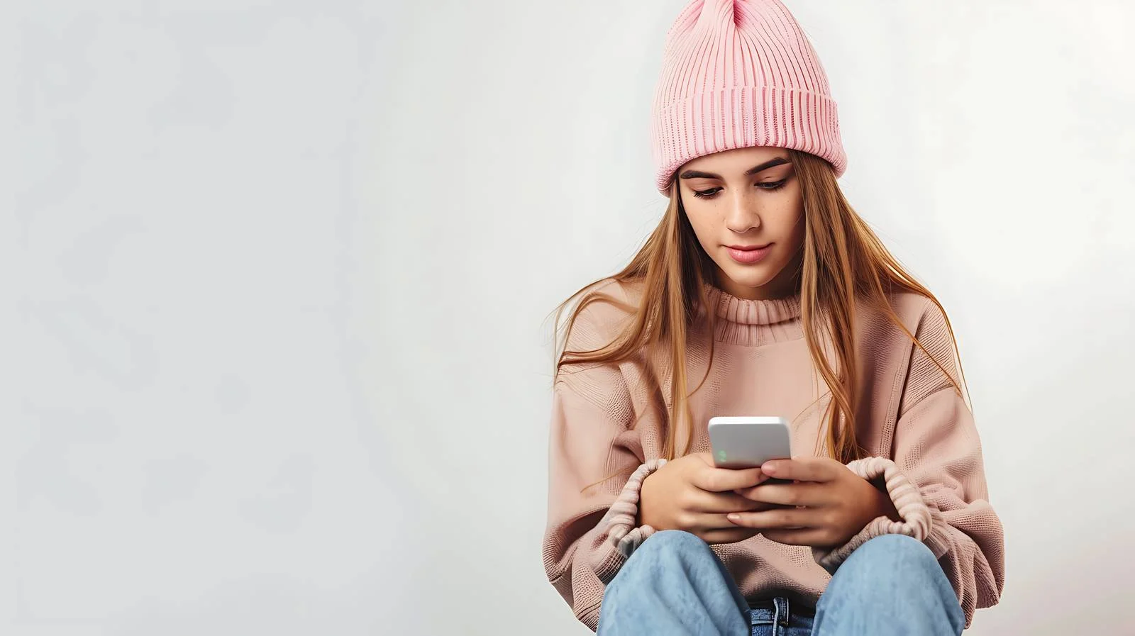 Teen Girl Texting on Smartphone — free download from Dotvec