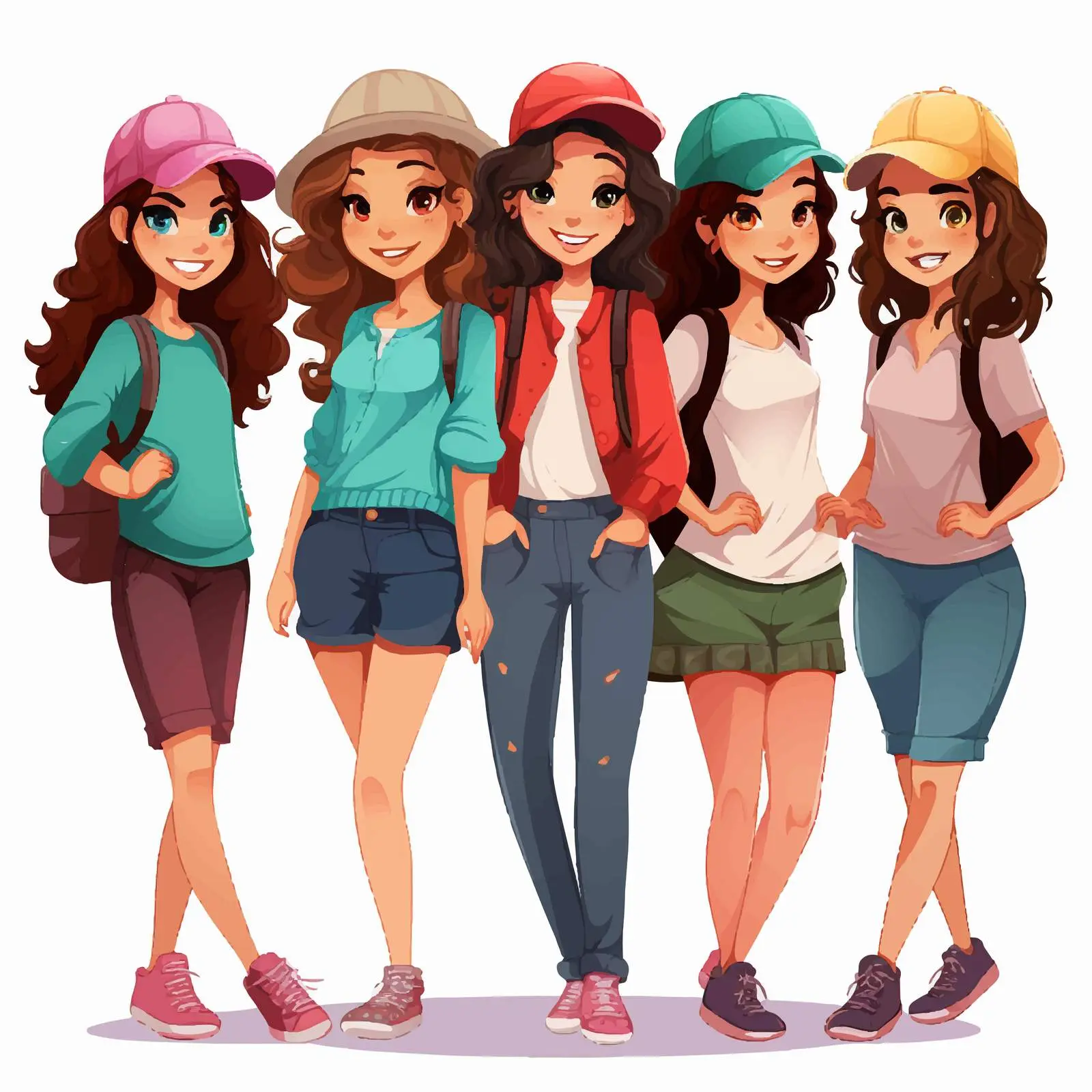 Casual Costume Illustration of Teenage Girls — free download from Dotvec