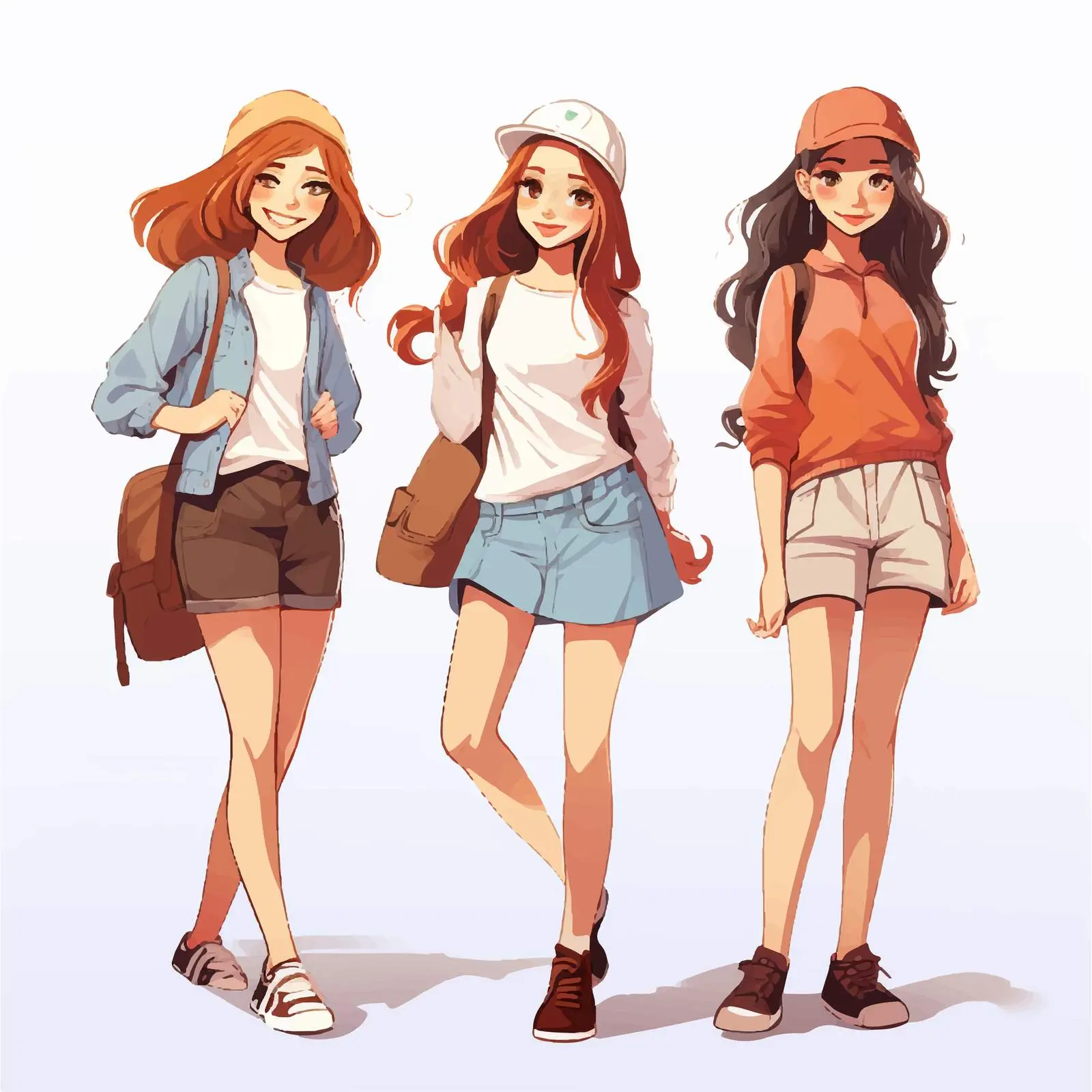 Teenage Girls in Casual Costume Vector Illustration – free teenage girl image from Dotvec