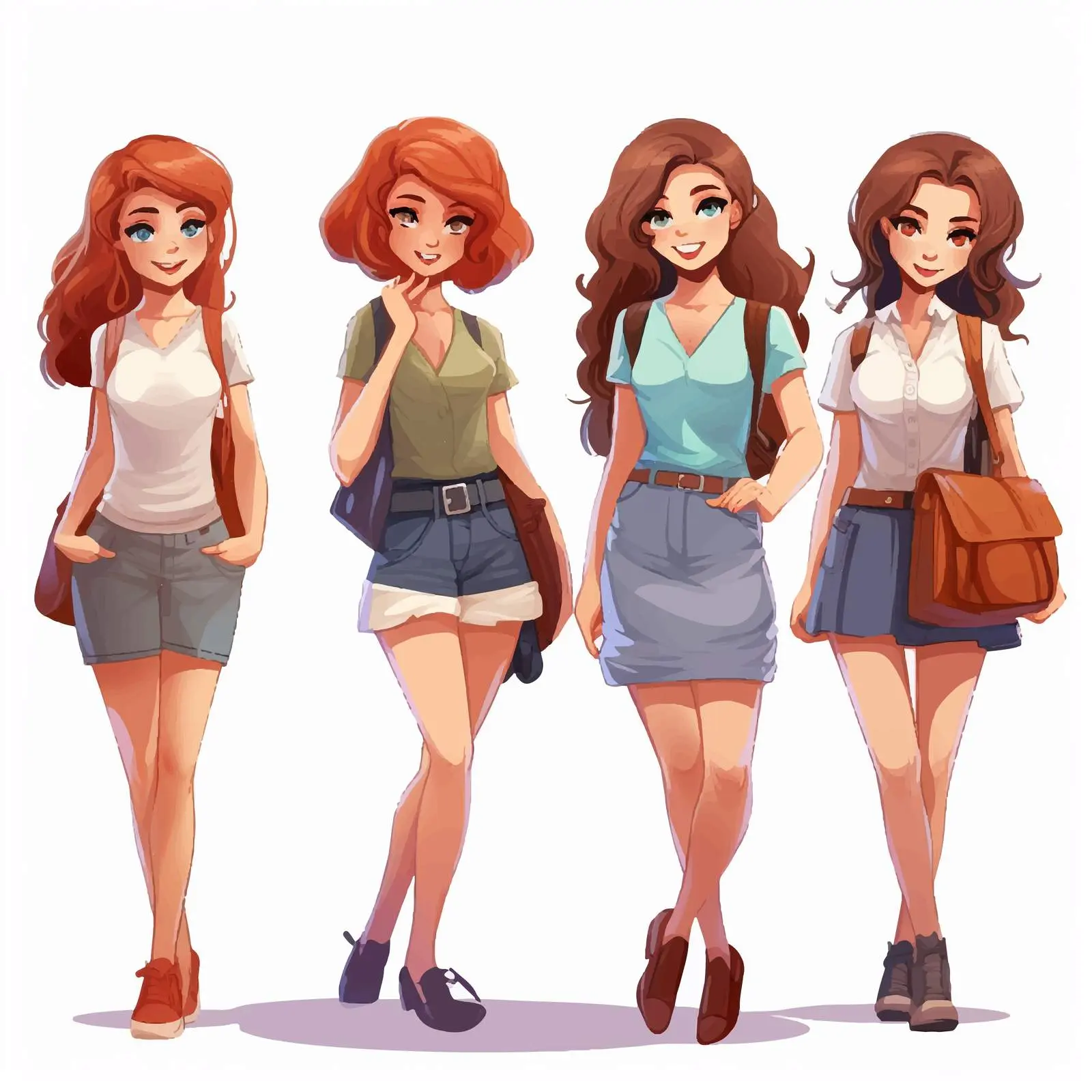 Casual Costume Illustration of Teenage Girls — free download from Dotvec