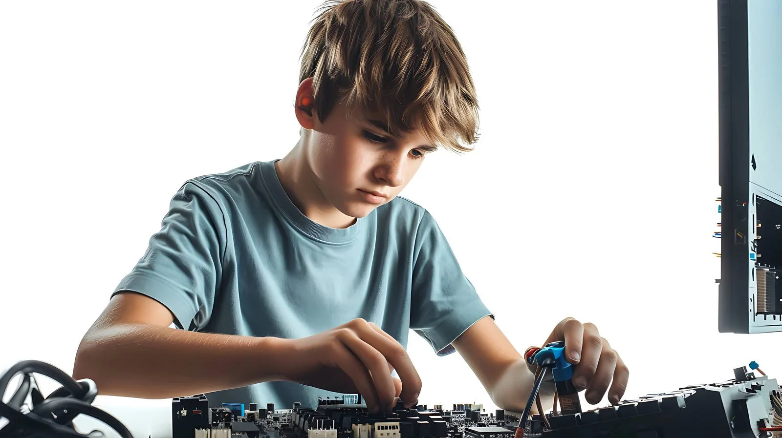 Teenager Assembling Personal Computer — free download from Dotvec