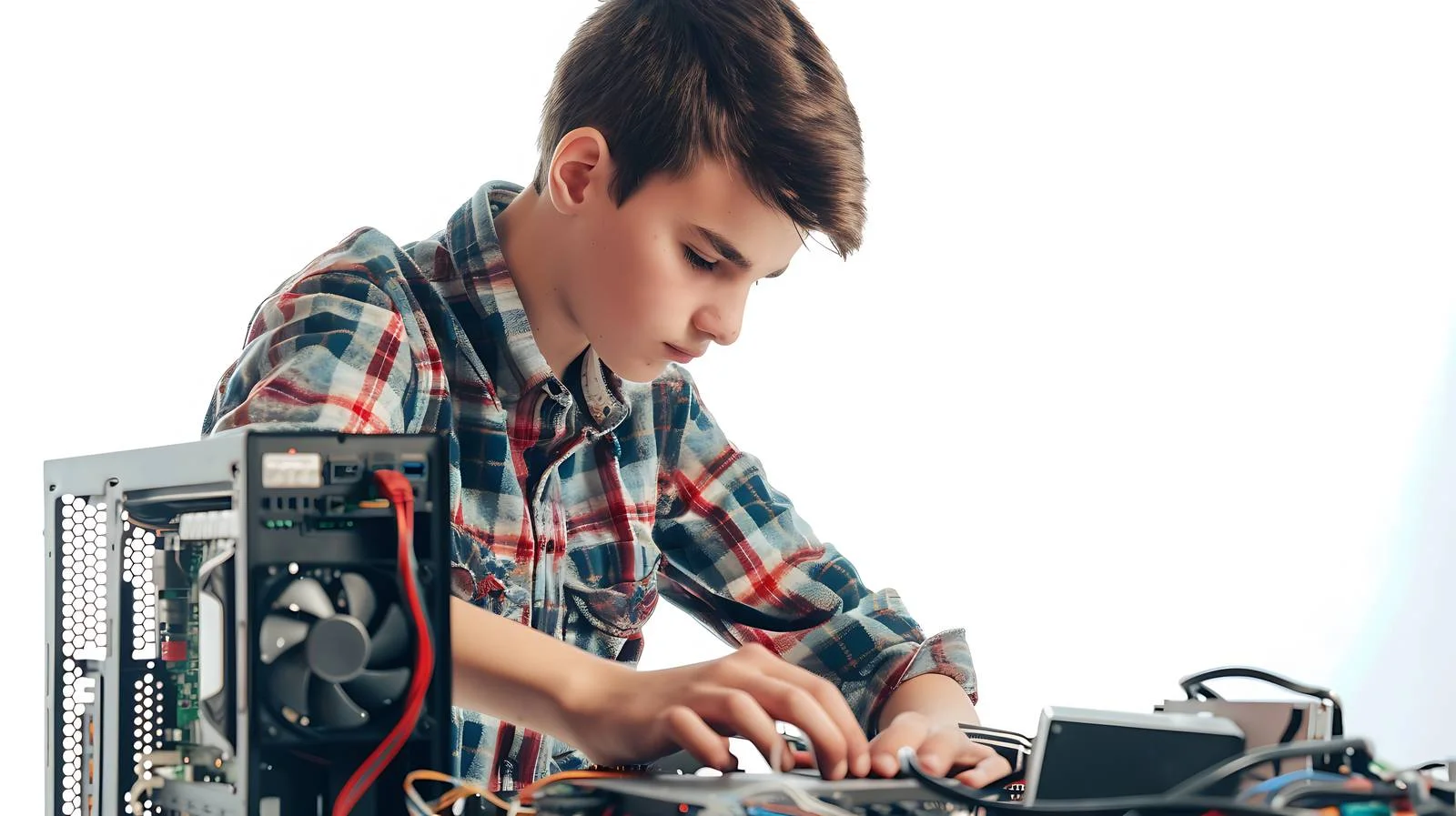 Teenager Building Personal Computer — free download from Dotvec