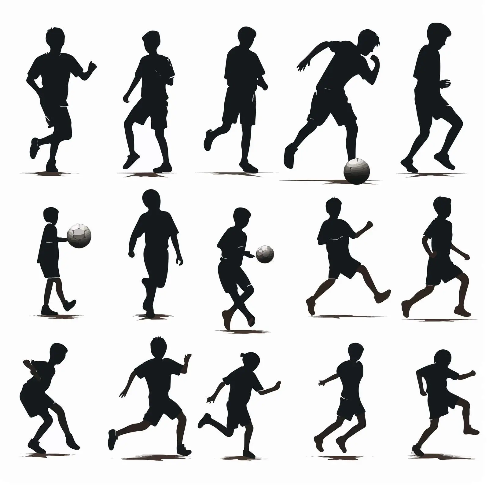 Boys Playing Football Silhouettes Set – free physical activity image from Dotvec