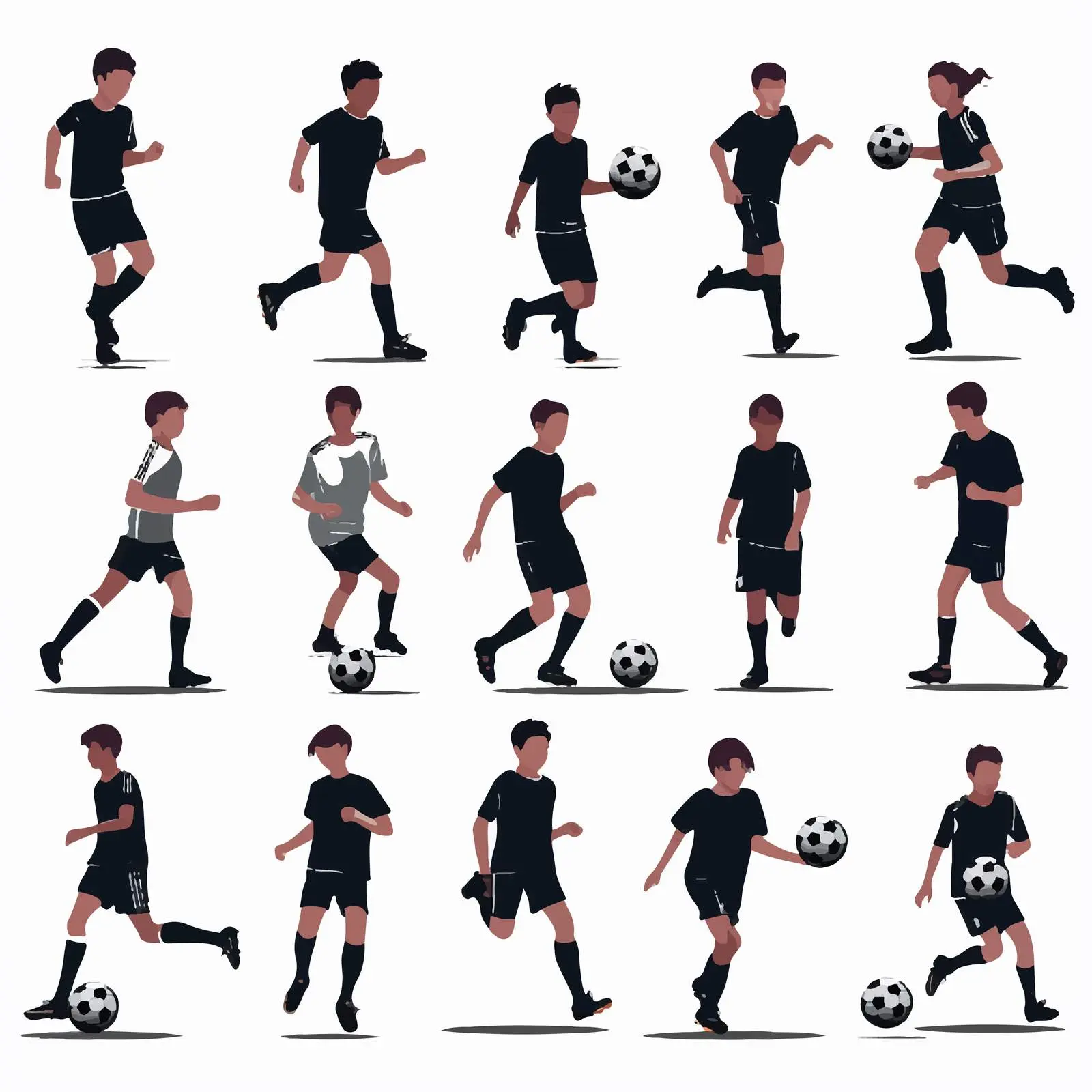 Boys Silhouettes Playing Football Vector Set – free physical activity image from Dotvec