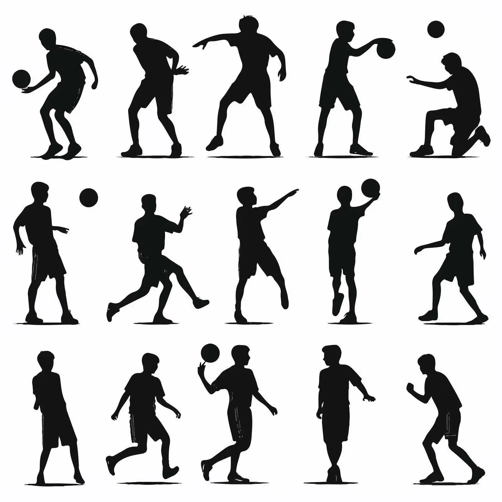 Boys Silhouettes Playing Football - Vector Set – free physical activity image from Dotvec