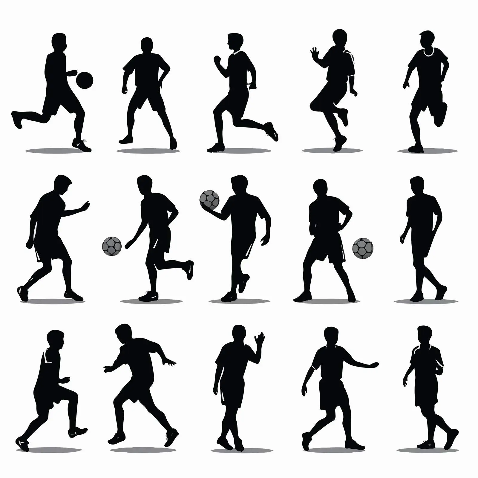 Boys Silhouettes Playing Football Vector Set – free physical activity image from Dotvec