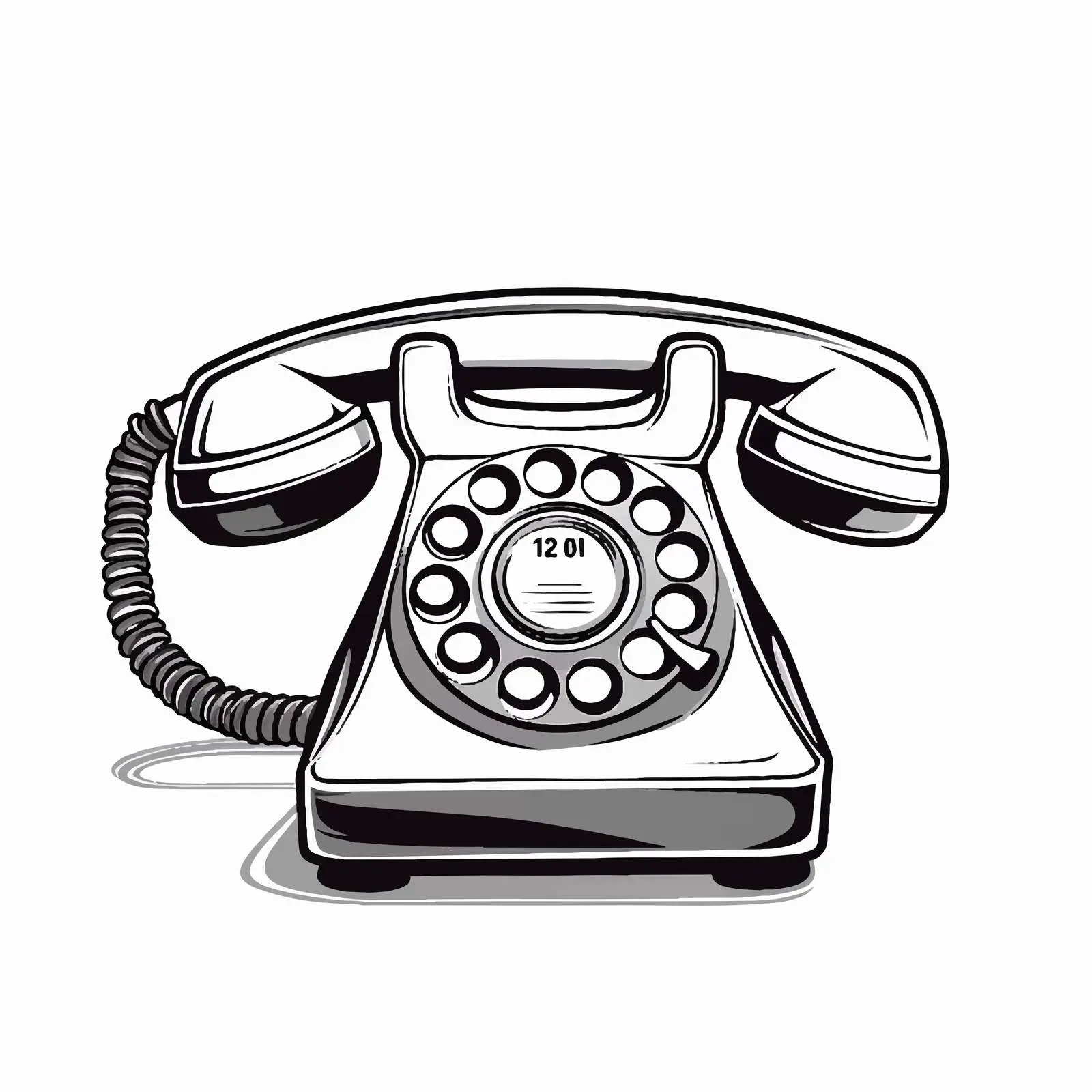 Outline Telephone Vector Illustration on White Background — free download from Dotvec