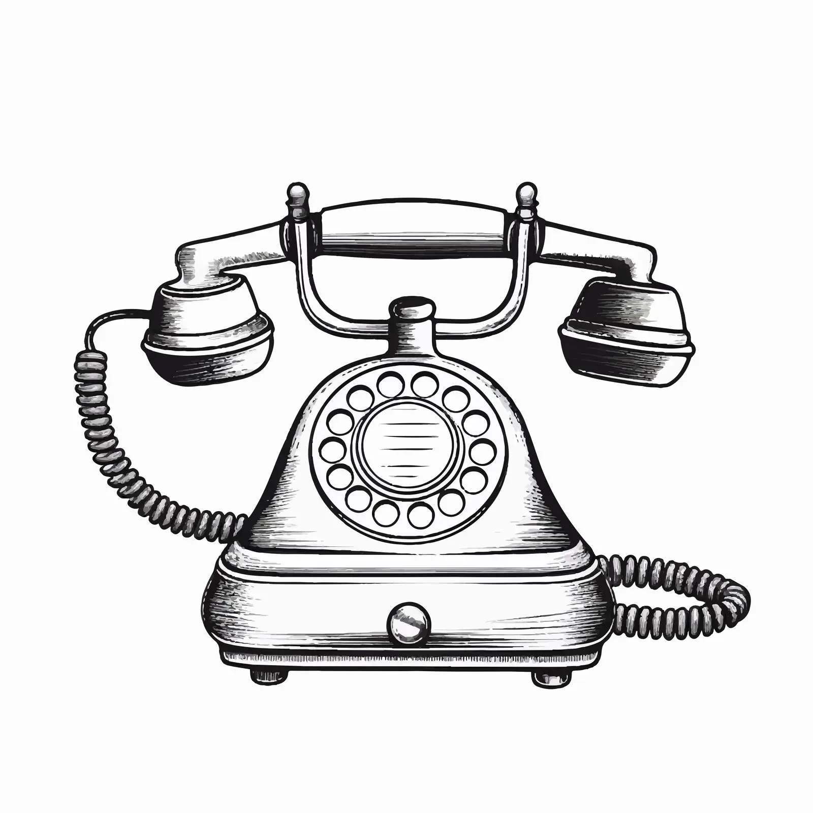 Telephone Outline Vector Illustration on White Background — free download from Dotvec