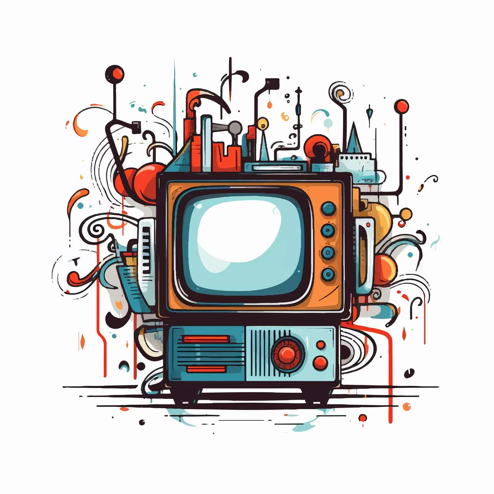 Cartoon Television Line Vector Illustration — free download from Dotvec