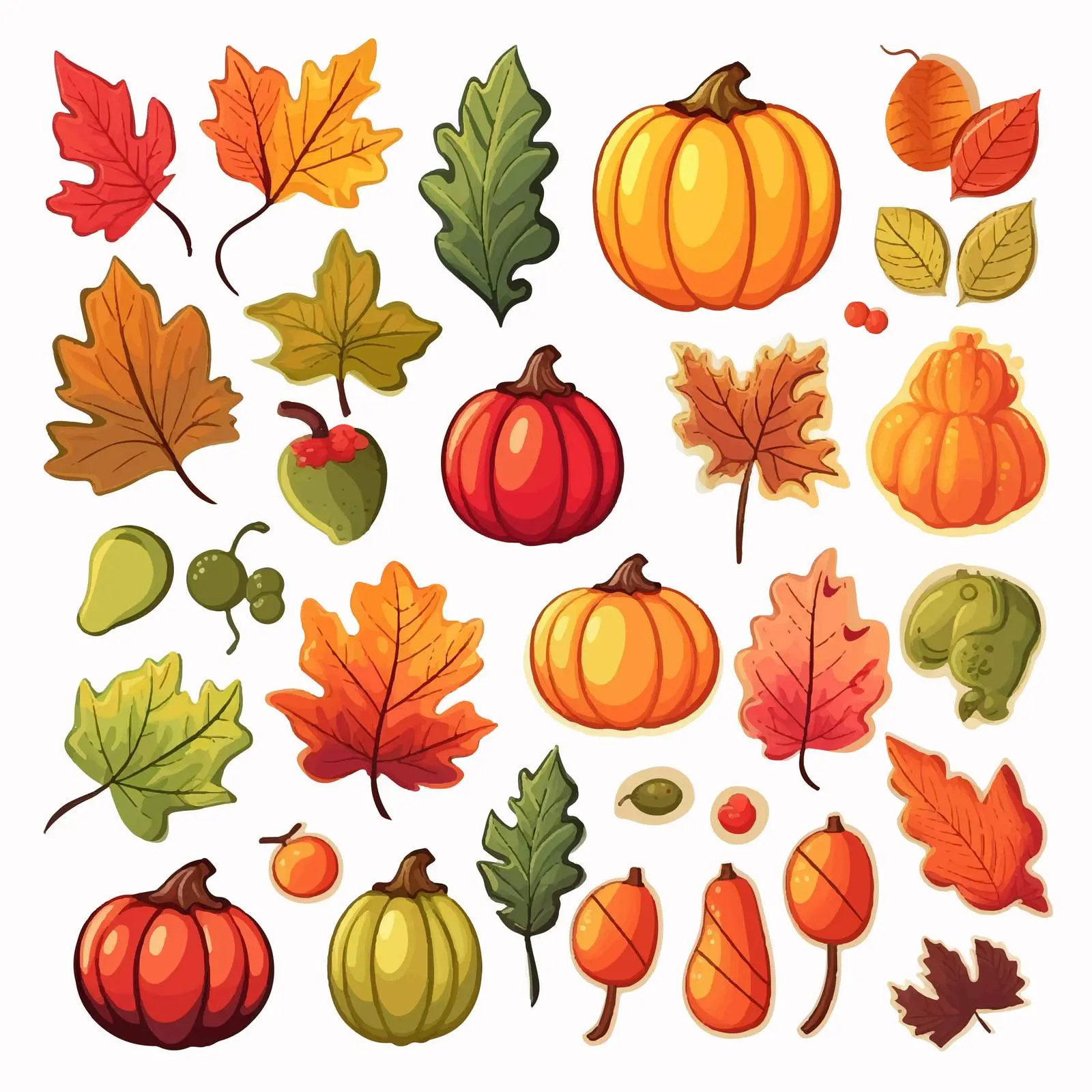 Bright Autumn Stickers Vector Set – free vector shapes image from Dotvec