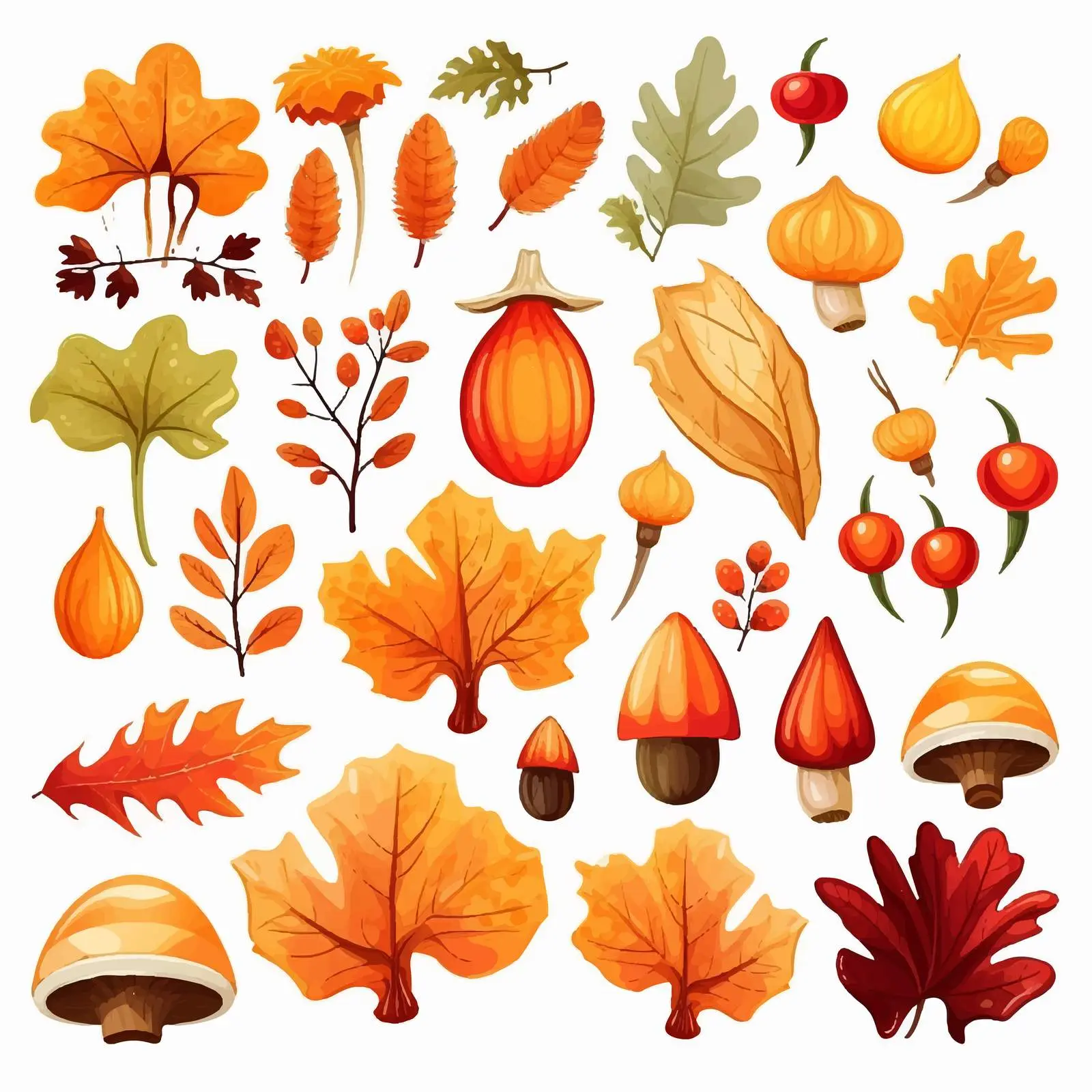 Bright Autumn Stickers Set Vector Design — free download from Dotvec