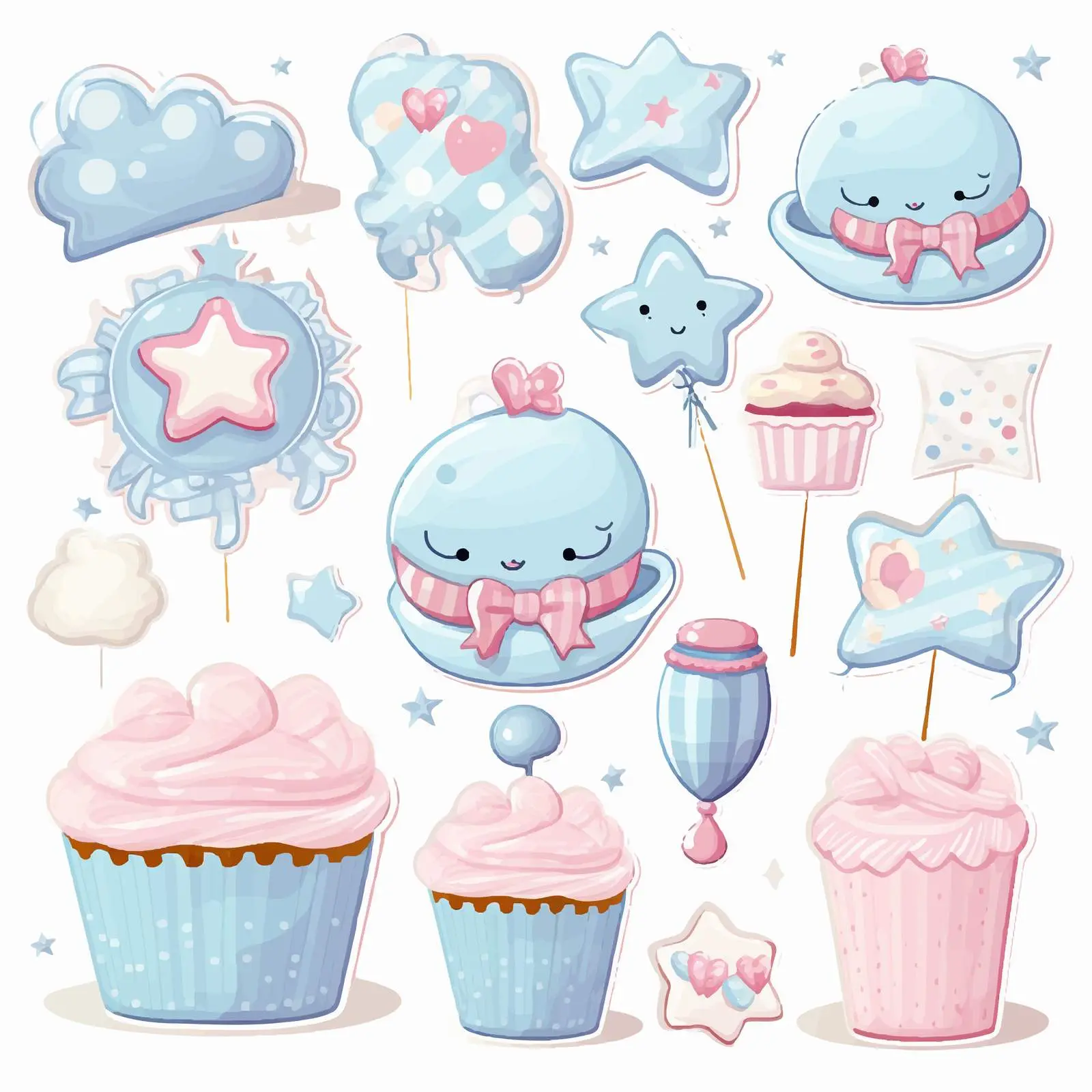 Baby Stickers Set for Bakery and Birthday Decor — free download from Dotvec
