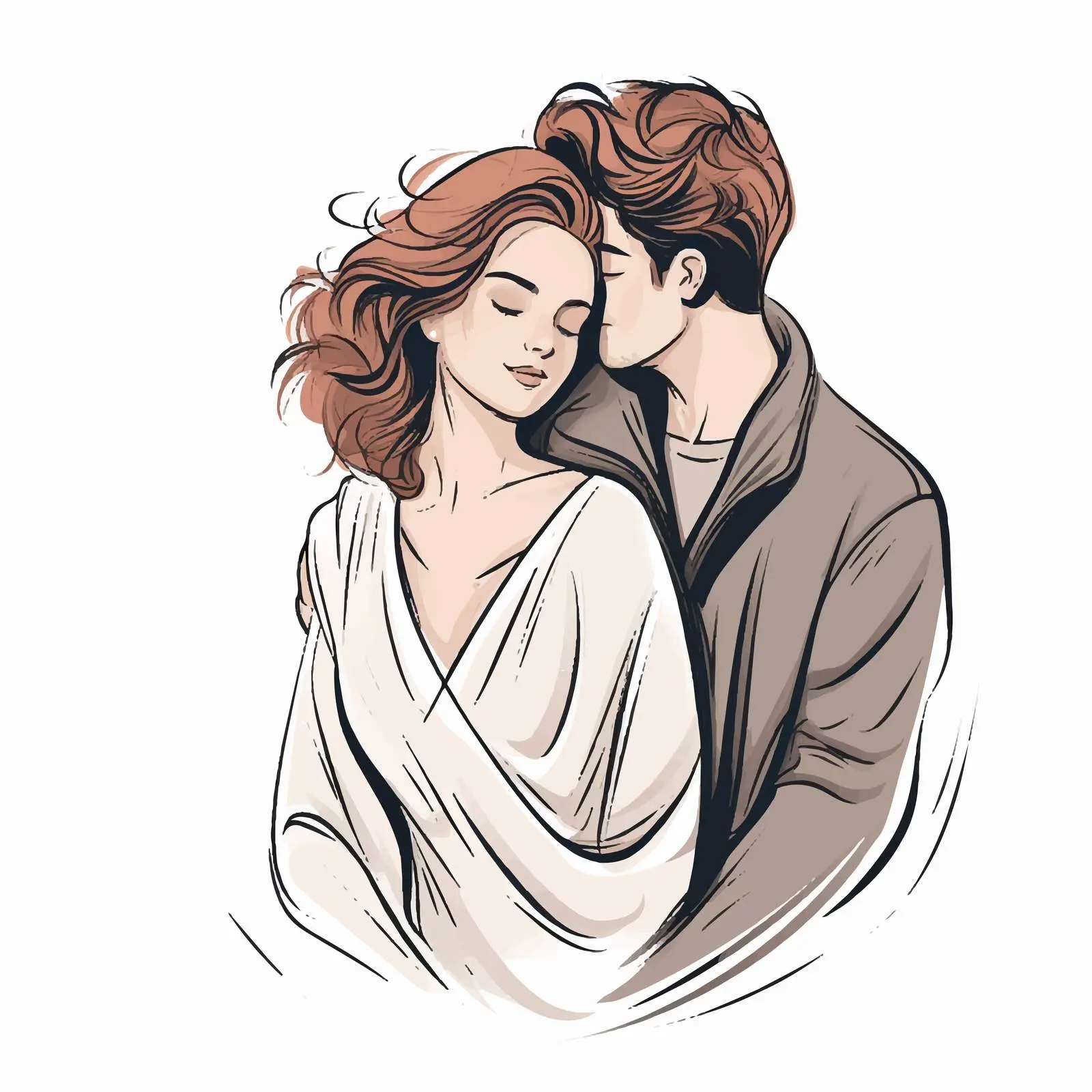 Tender Couple Embracing Vector Illustration – free hugging image from Dotvec