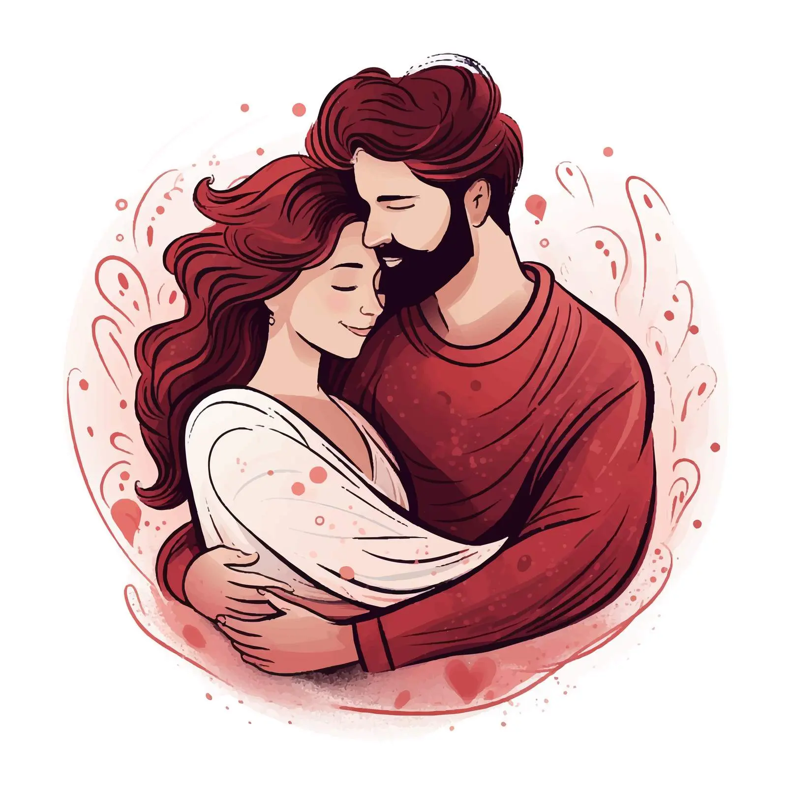 Tender Couple Embracing Vector Illustration — free download from Dotvec