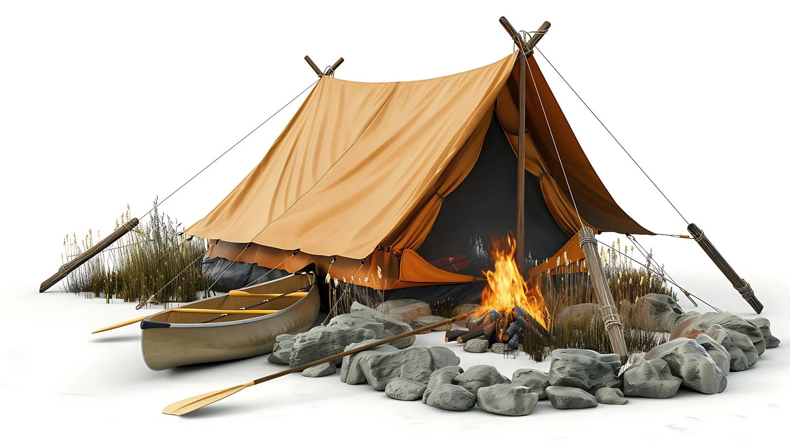 Minnesota lakeside camping scene with canoe — free download from Dotvec