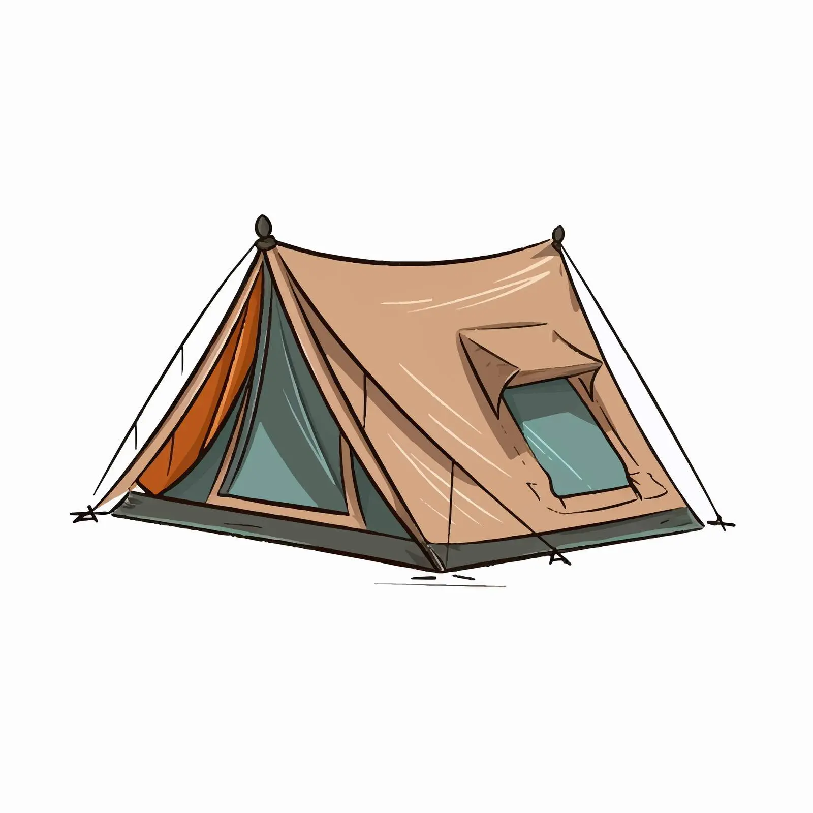 Cartoon Tent Line Vector Illustration — free download from Dotvec