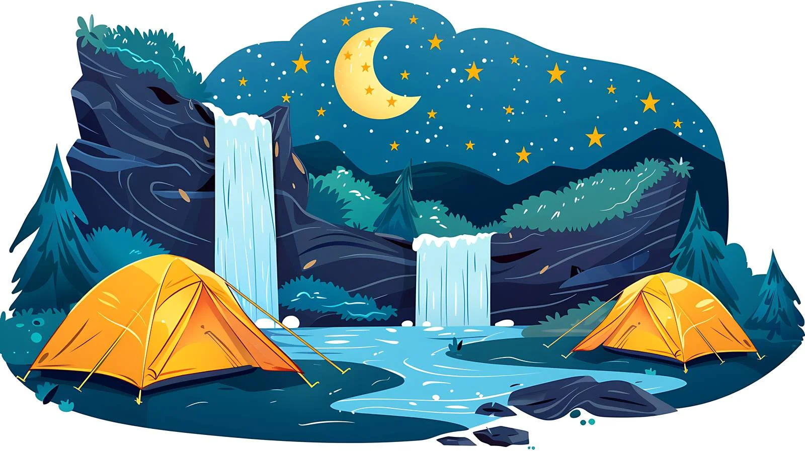 Scenic Tents Beside Streams — free download from Dotvec